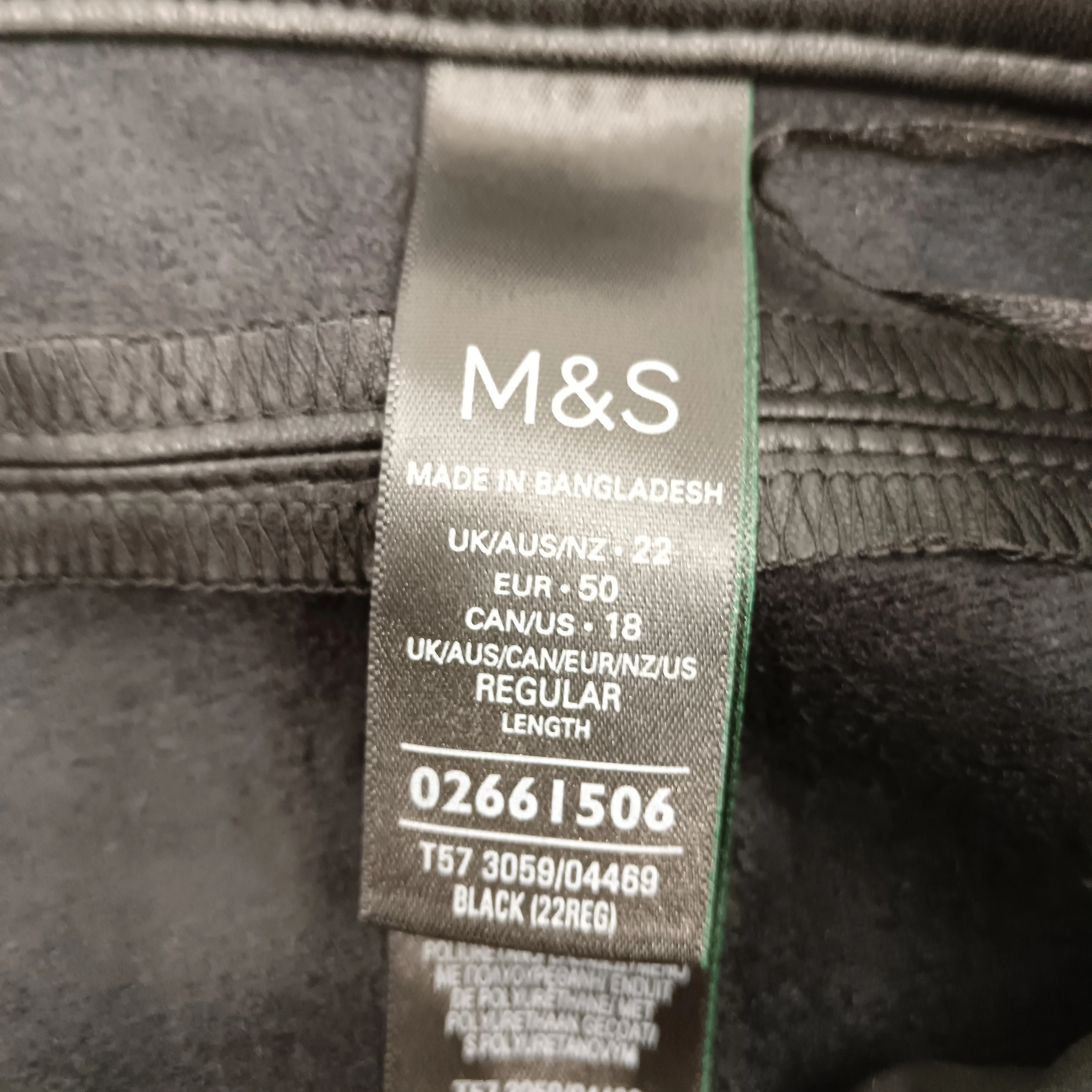 M&S Black Coated Trousers UK 22 -Tags On- Womenswear | Pre-loved - Image 6