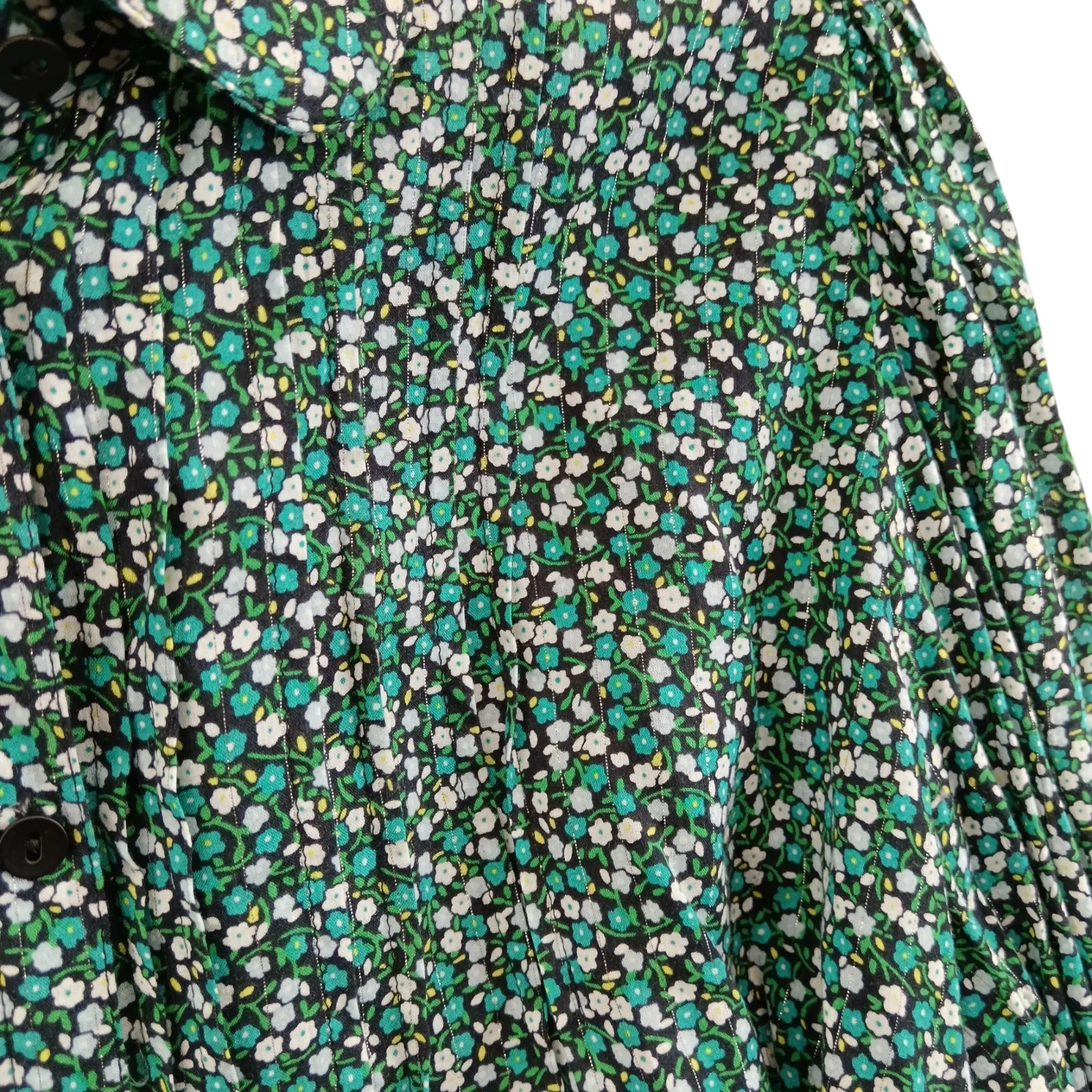 M&S Green & White Floral Lightweight Women's Shirt UK 22 Womenswear | Pre-loved - Image 3