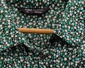 M&S Green & White Floral Lightweight Women's Shirt UK 22 Womenswear | Pre-loved - Image 5
