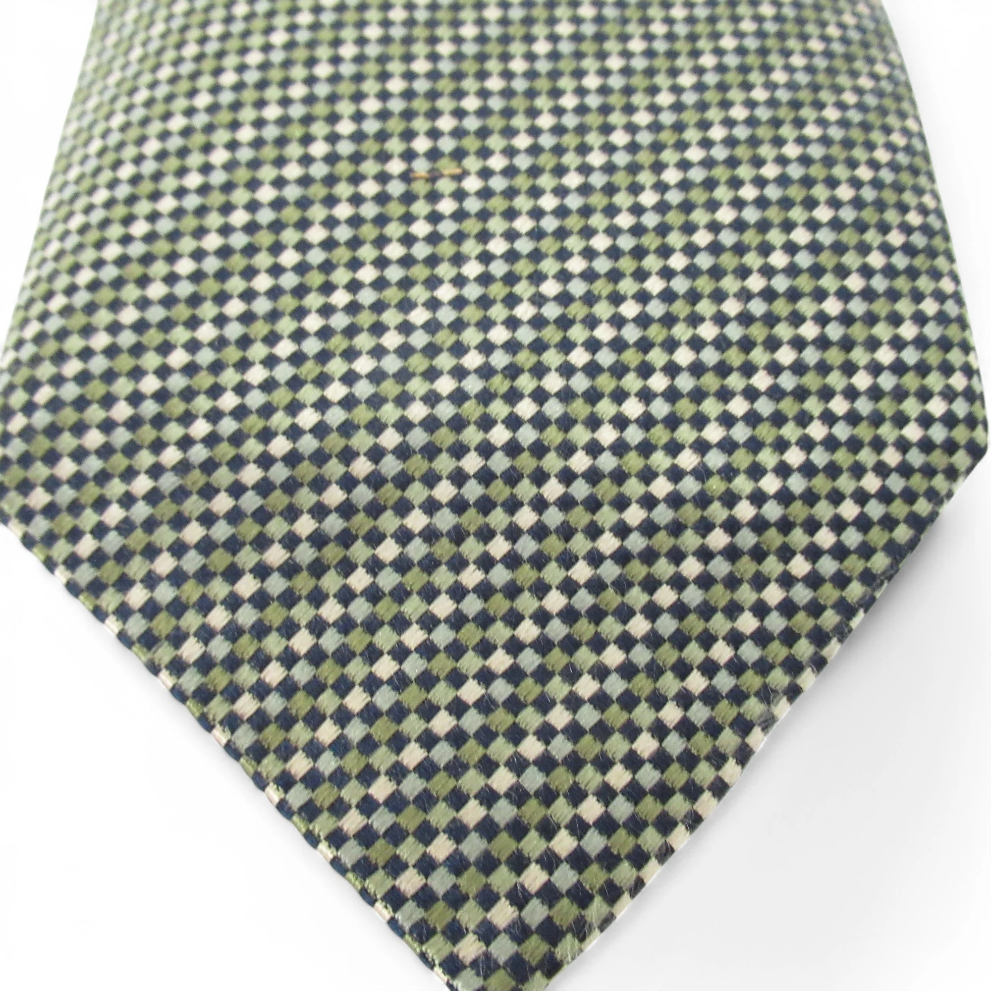 M & S Italian Fine Silk Vintage Tie Green Menswear | Pre-loved - Image 2