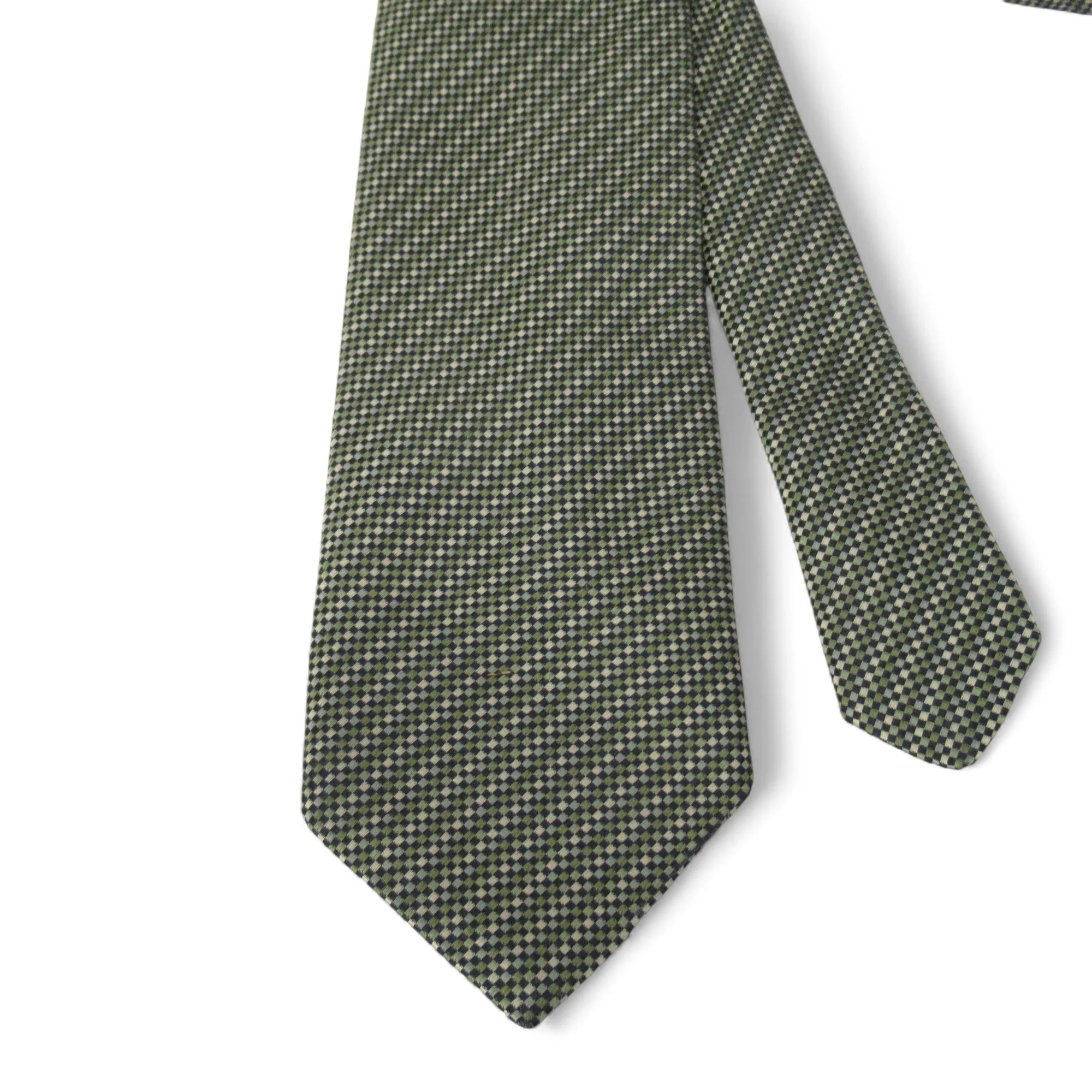 M & S Italian Fine Silk Vintage Tie Green Menswear | Pre-loved - Image 6