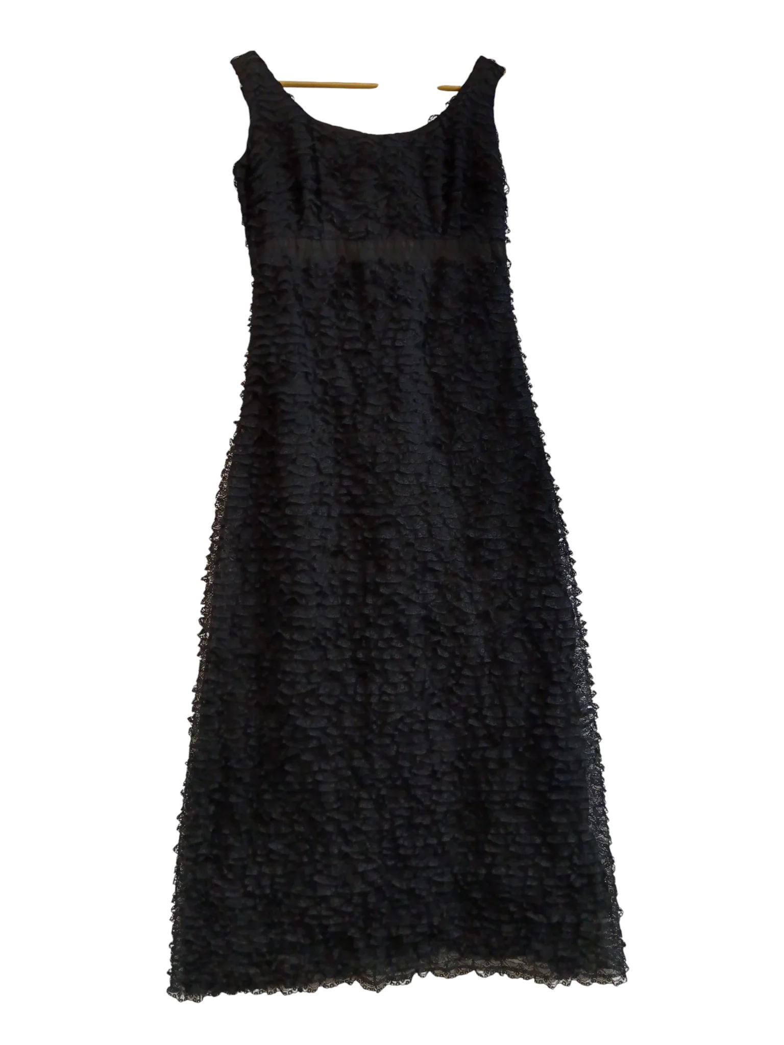 Madison Avenue Vintage Black Lace Midi Dress Sleeveless UK Medium - Womenswear | Preloved