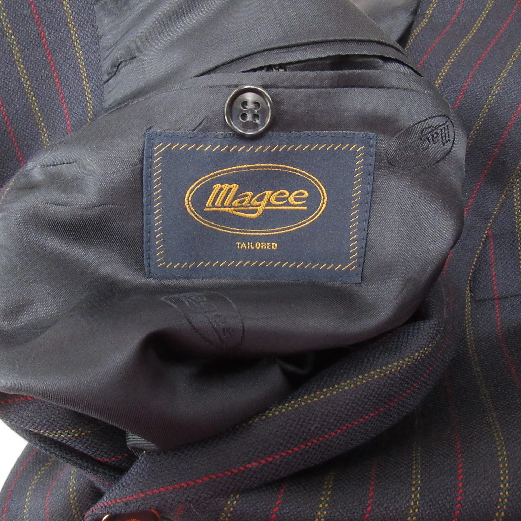 Magee Vintage Pinstripe Blazer Navy 44R Menswear | Pre-loved - Image 6