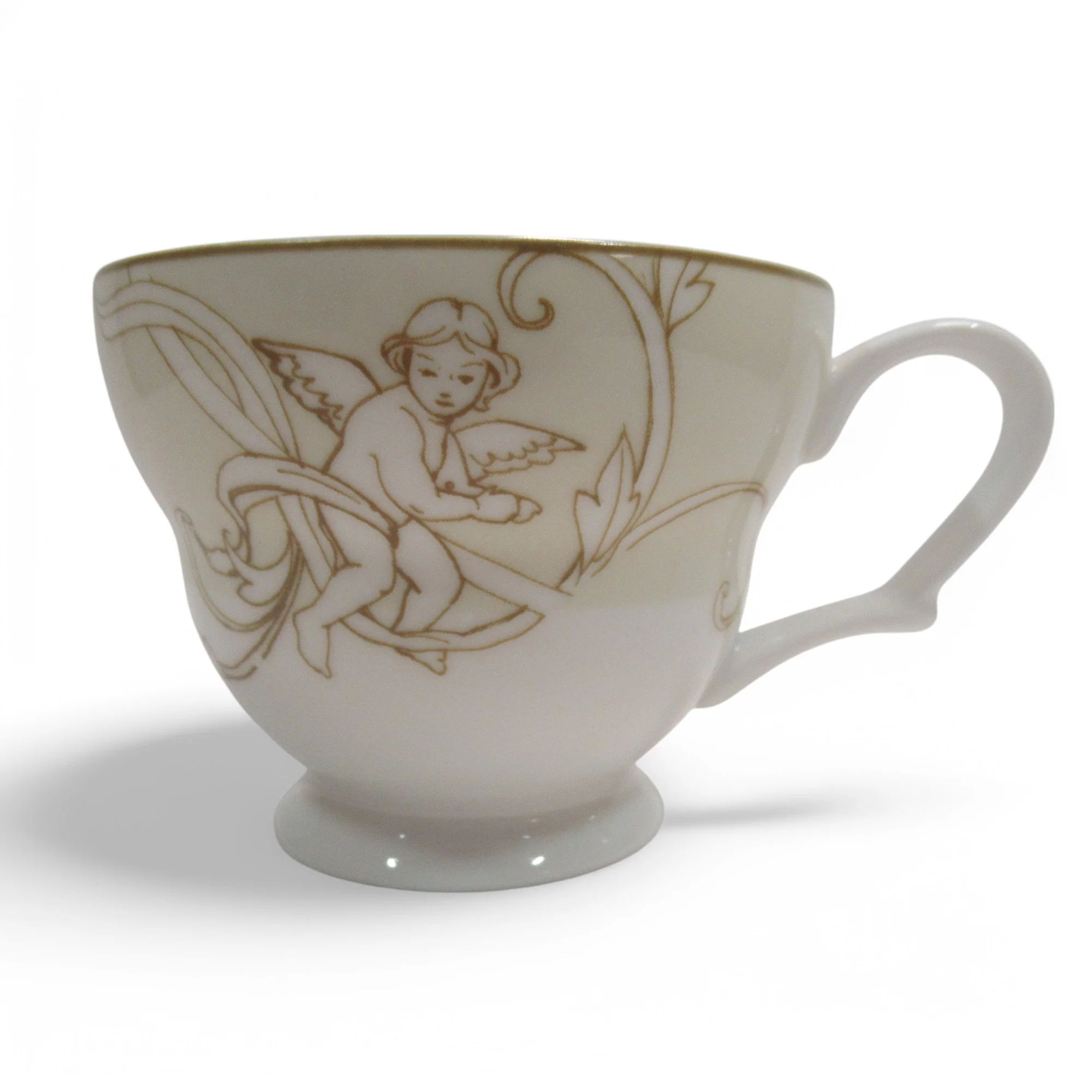 Maisons du Monde 6 Teacups & Saucers Angel Design Porcelain | Preloved - Image 3