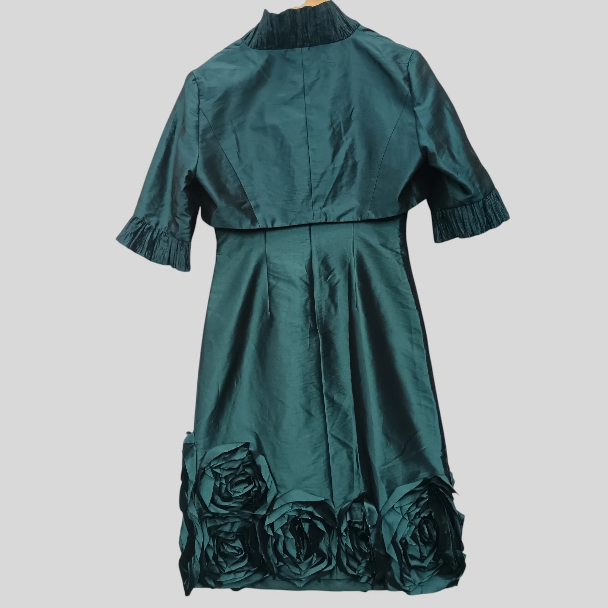 Manon Mother Of Bride Outfit Teal Dress With Matching Jacket and Fascinator UK 10 - Womenswear | Pre-loved - Image 2