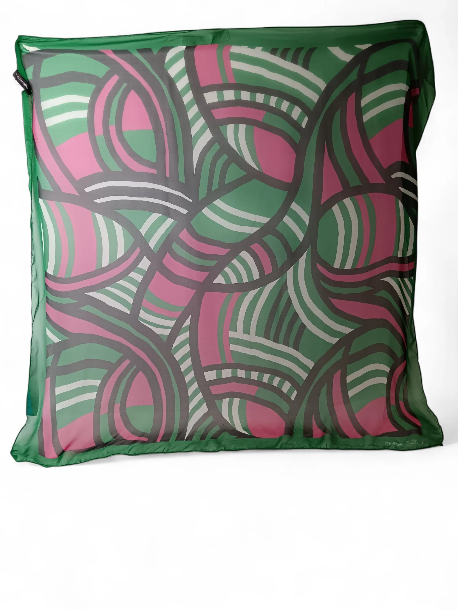 Marie Mero 100% Silk Squared Scarf Green and Pink - Tags On - Womenswear | Pre-loved