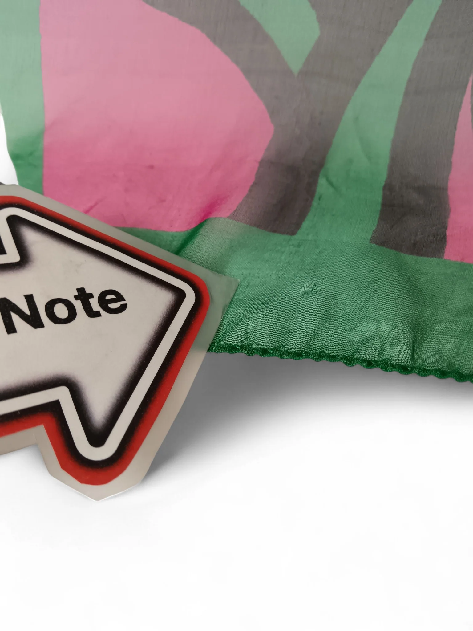 Marie Mero 100% Silk Squared Scarf Green and Pink - Tags On - Womenswear | Pre-loved - Image 3