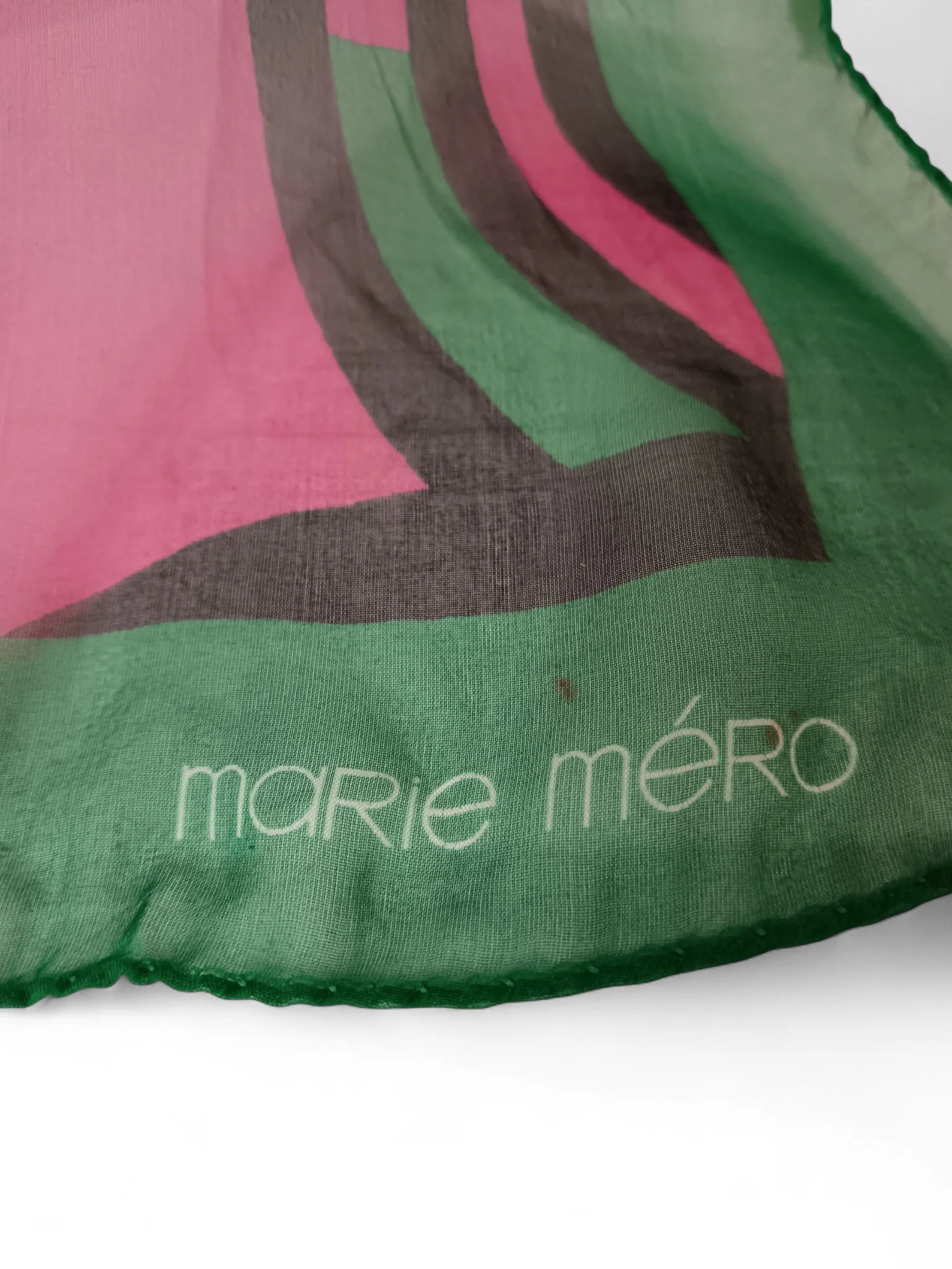 Marie Mero 100% Silk Squared Scarf Green and Pink - Tags On - Womenswear | Pre-loved - Image 4
