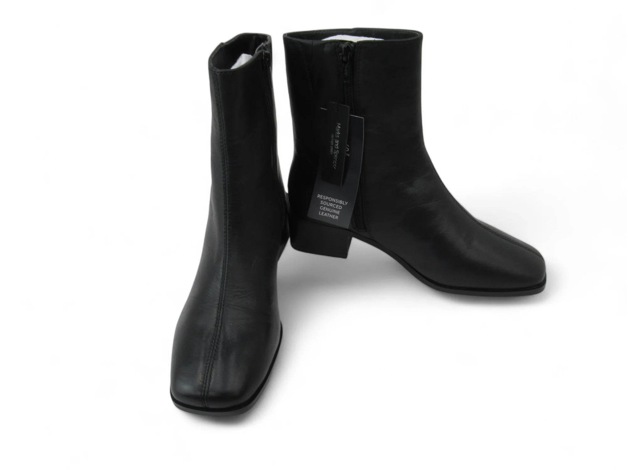 Marks & Spencer UK 4 Black Leather Boots Womenswear | Preloved - Image 5