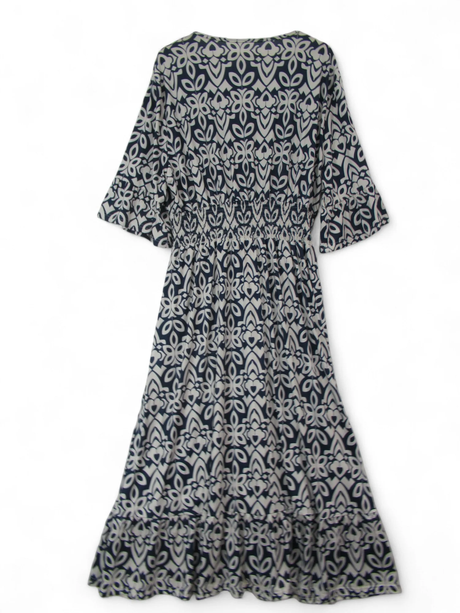 Maxi Dress Navy White Dress 5XL Geometric Womenswear | Pre-loved - Image 2