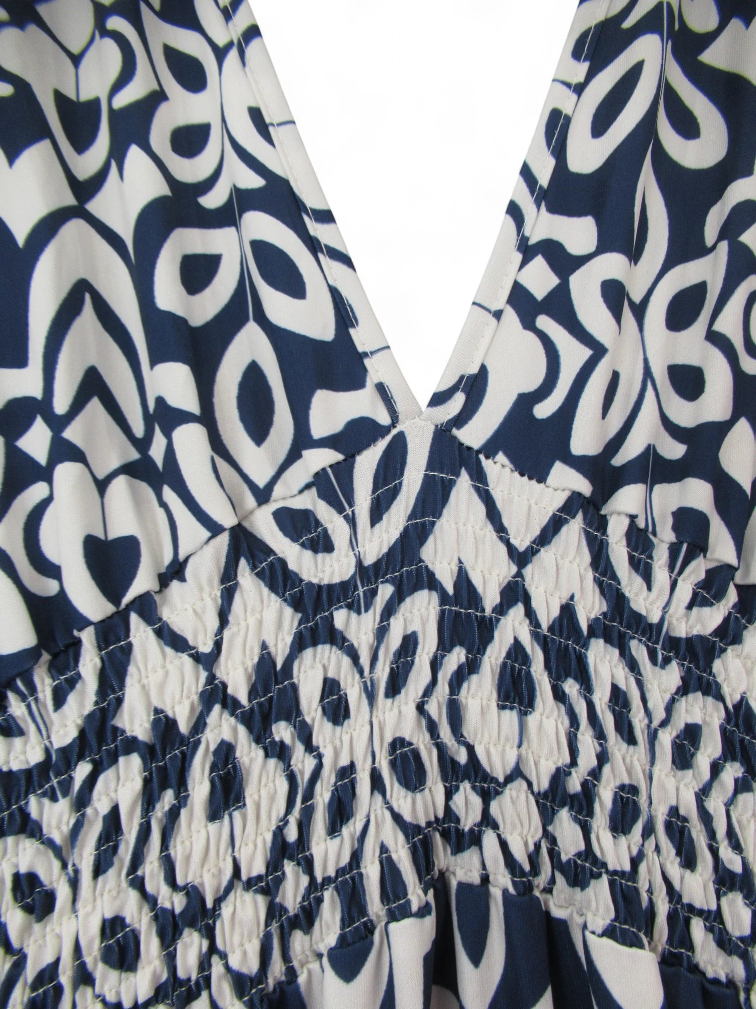 Maxi Dress Navy White Dress 5XL Geometric Womenswear | Pre-loved - Image 5