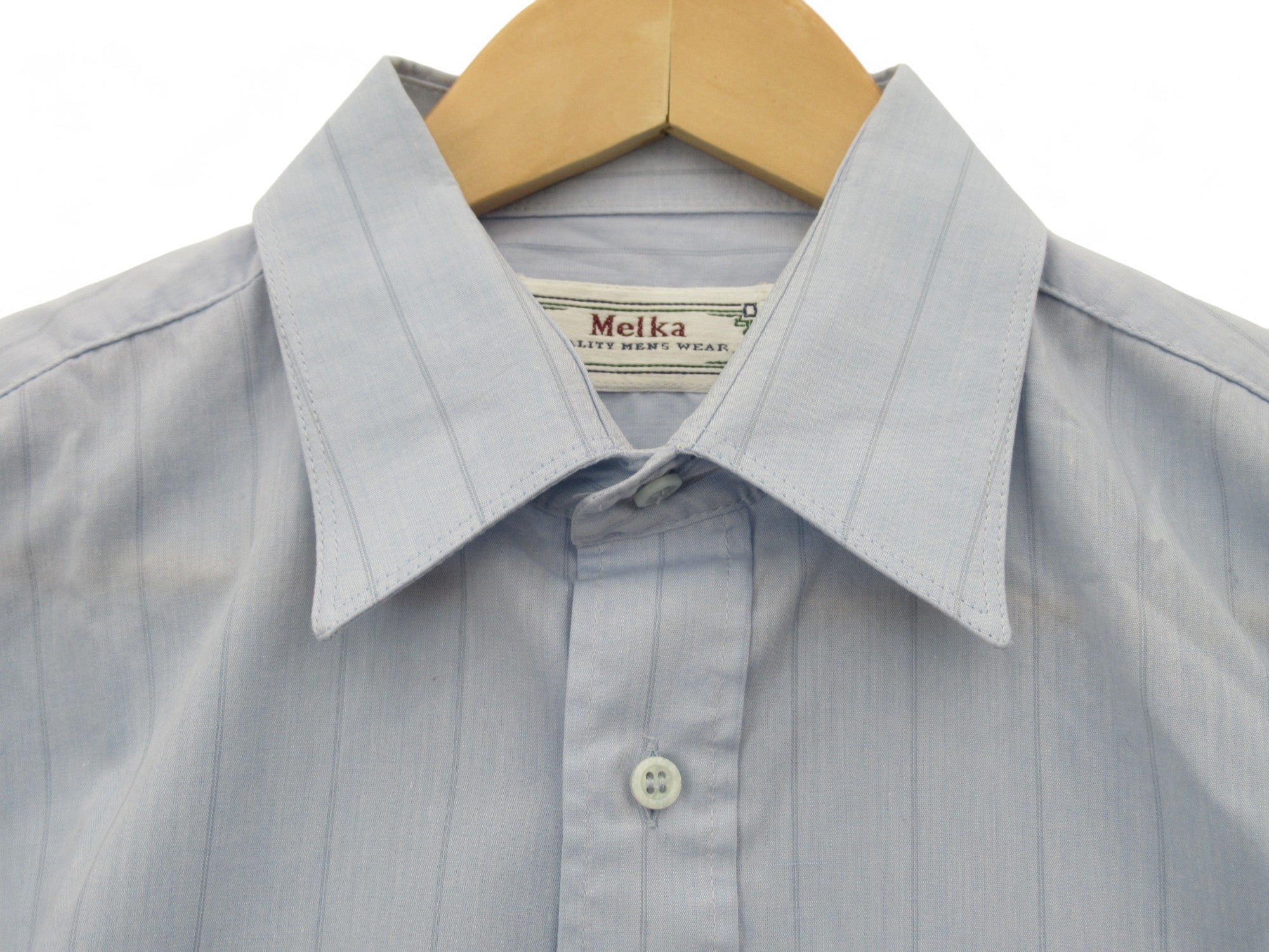 Melka 15" Blue Long Sleeved Shirt Menswear | Preloved - Image 3