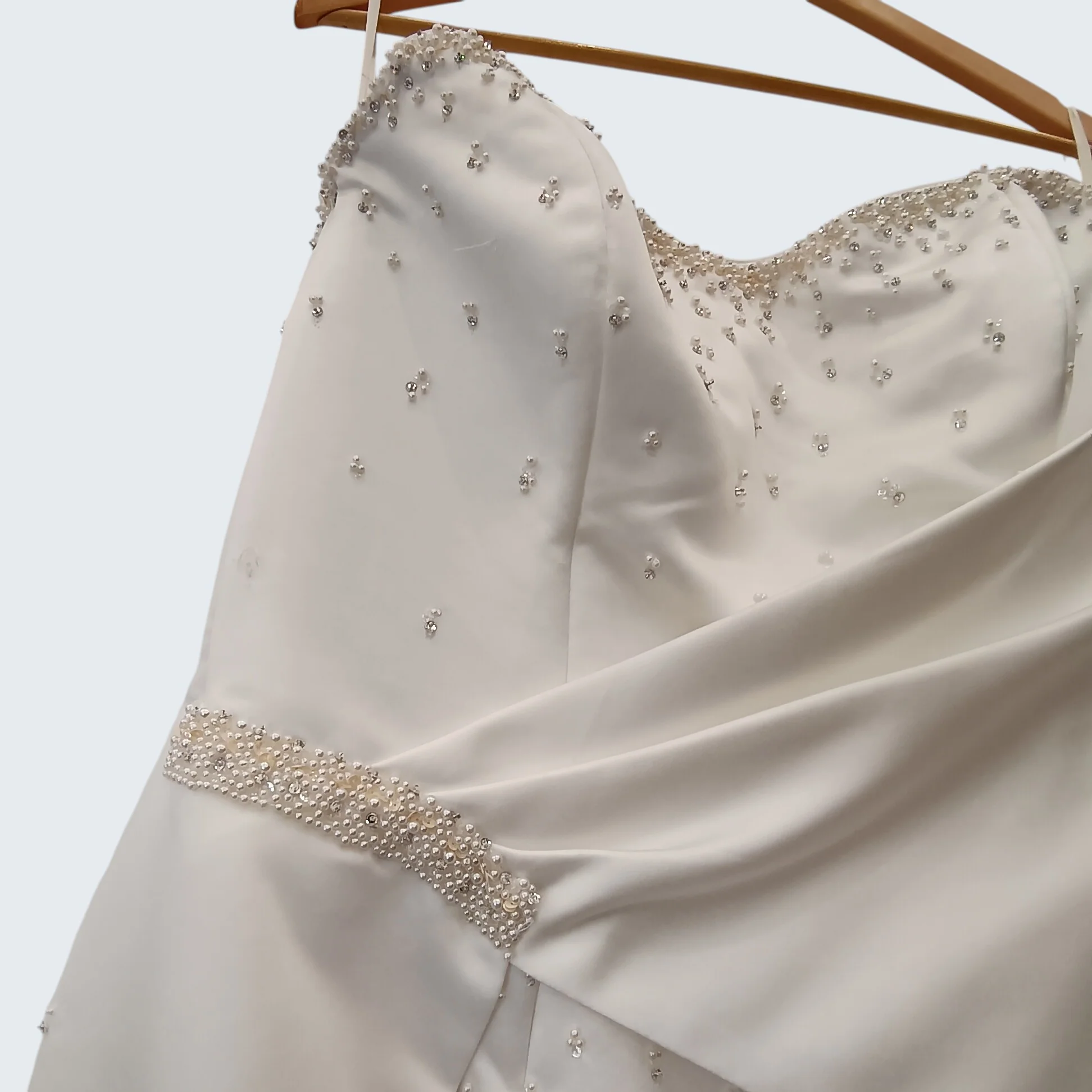 Memories by Maggie Sottero Hi-low Ivory Satin Wedding Dress with Bolero UK L - Womenswear | Pre-loved - Image 3