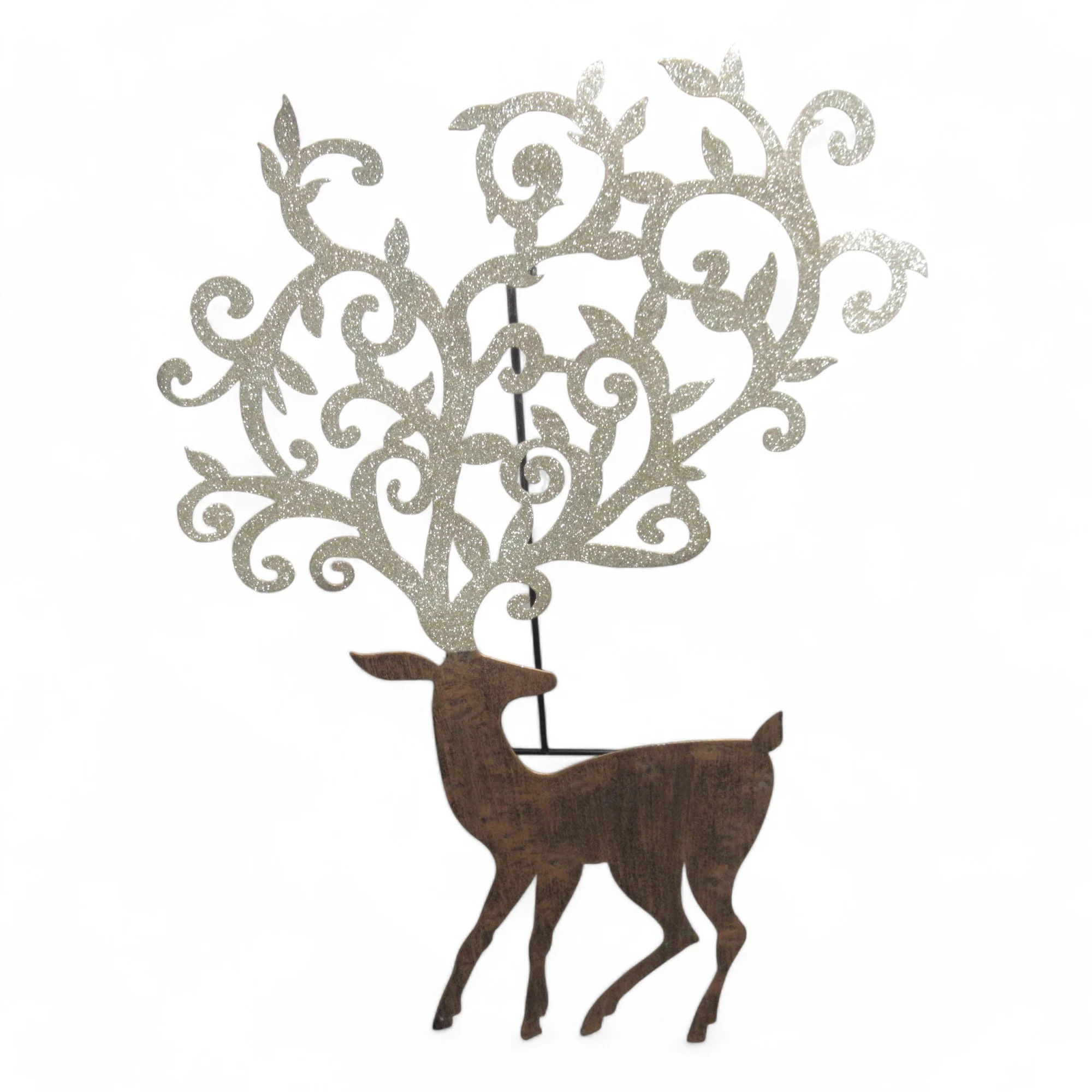 Metal Reindeer Filigree Christmas Decoration 27" Glitter | Preloved