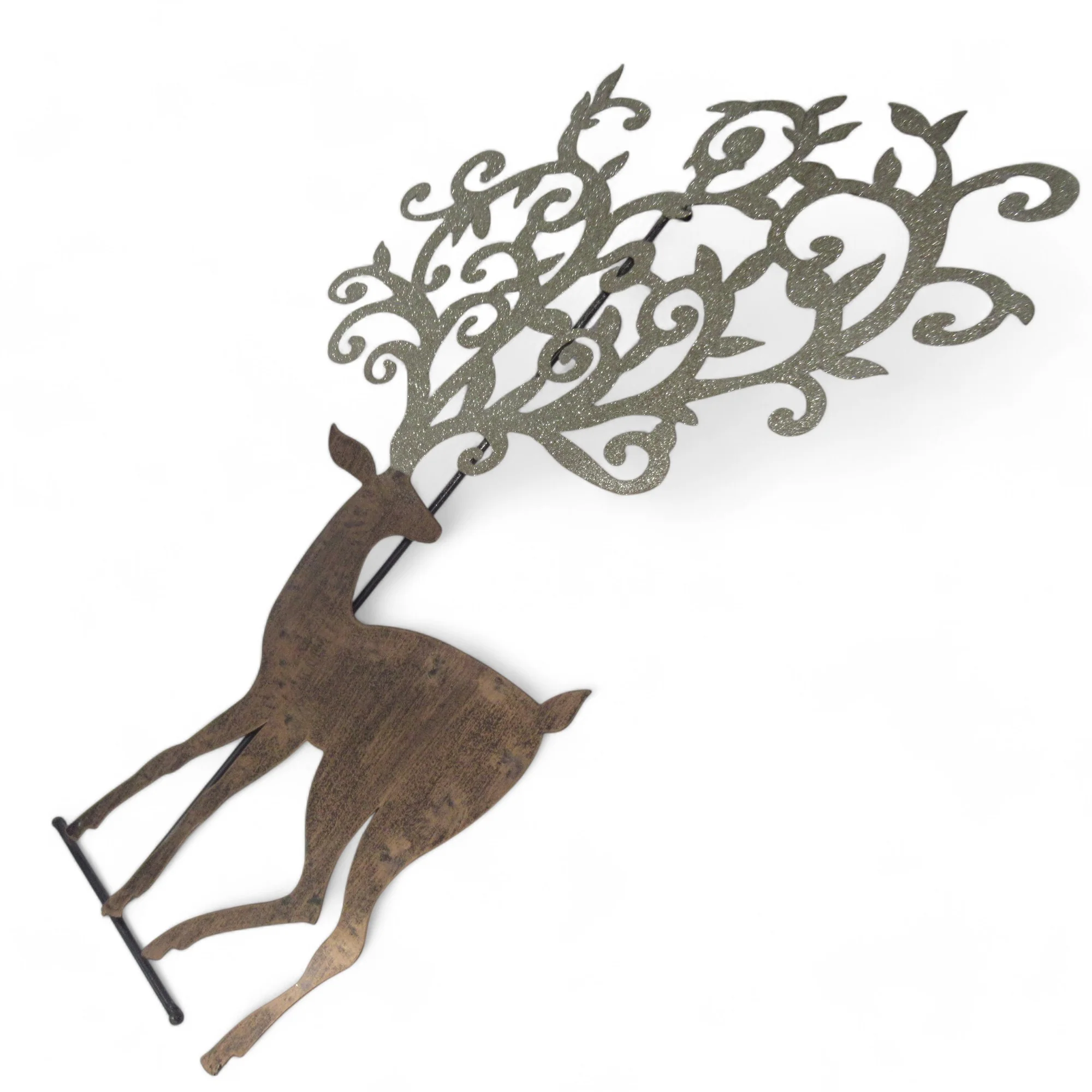 Metal Reindeer Filigree Christmas Decoration 27" Glitter | Preloved - Image 6