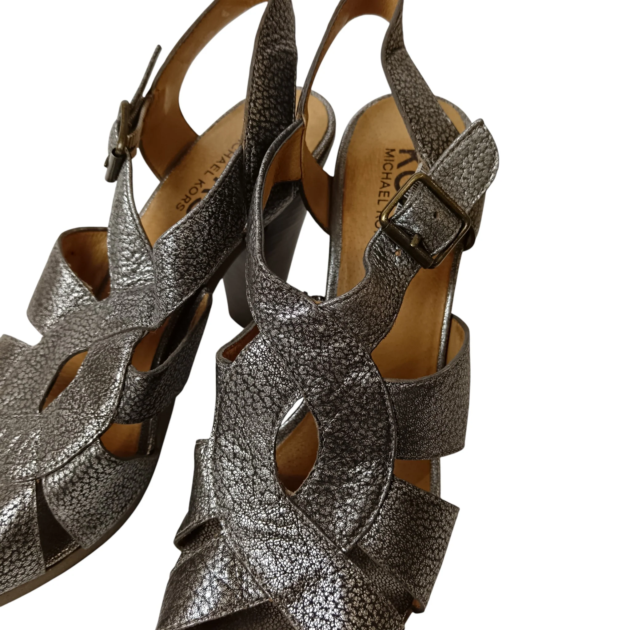 Michael Kors Silver Block Heel Platform Ladies Sandals  UK 8.5 US 11-   Womenswear | Preloved - Image 2