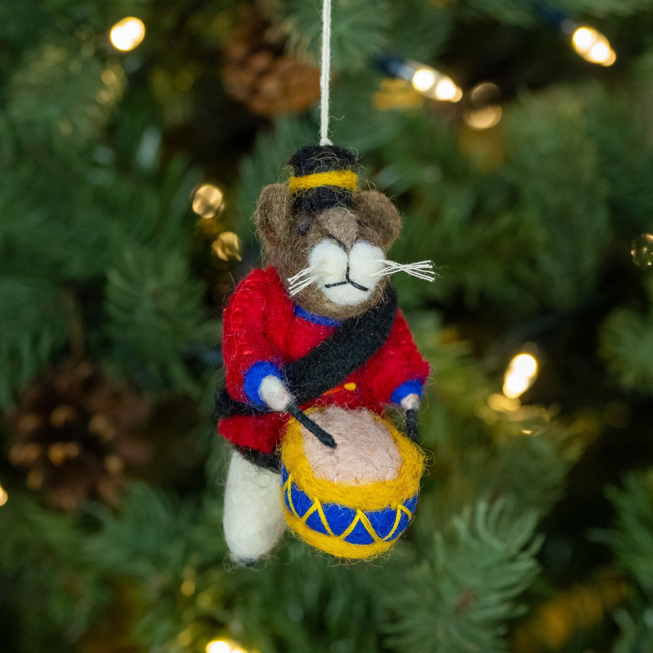 Drummer Mouse Drumming  | Handmade Felt Christmas Decoration