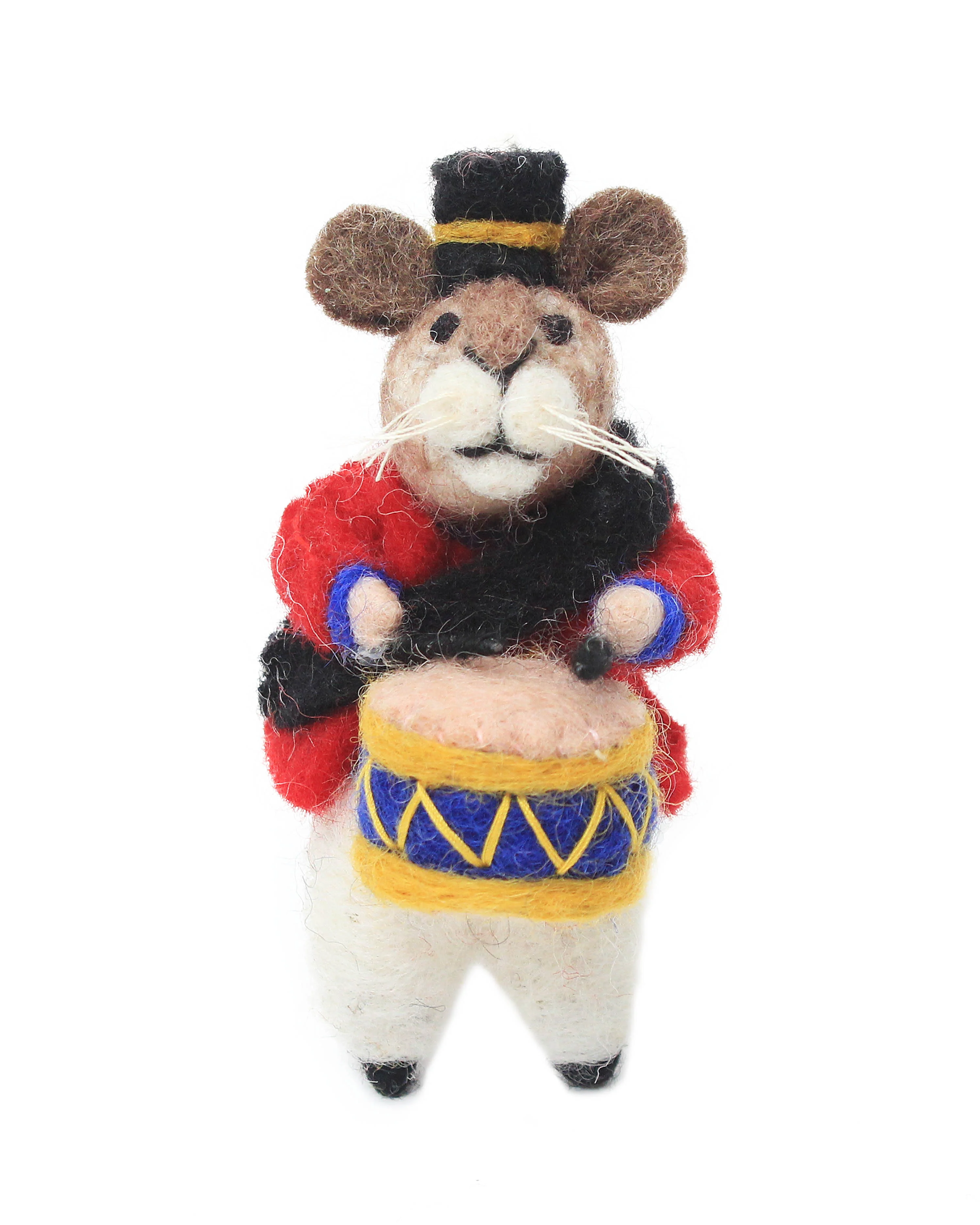Drummer Mouse Drumming  | Handmade Felt Christmas Decoration - Image 2