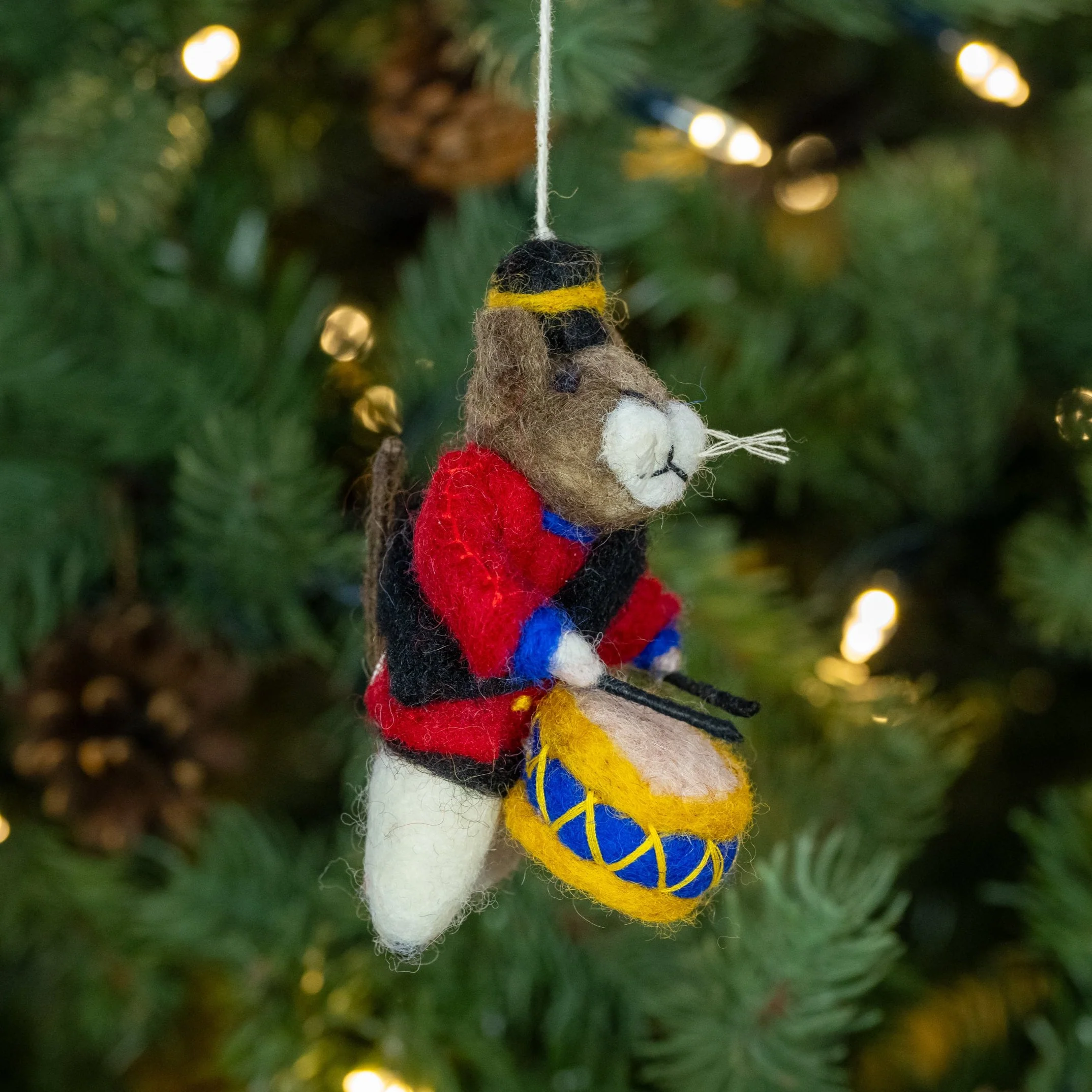 Drummer Mouse Drumming  | Handmade Felt Christmas Decoration - Image 4
