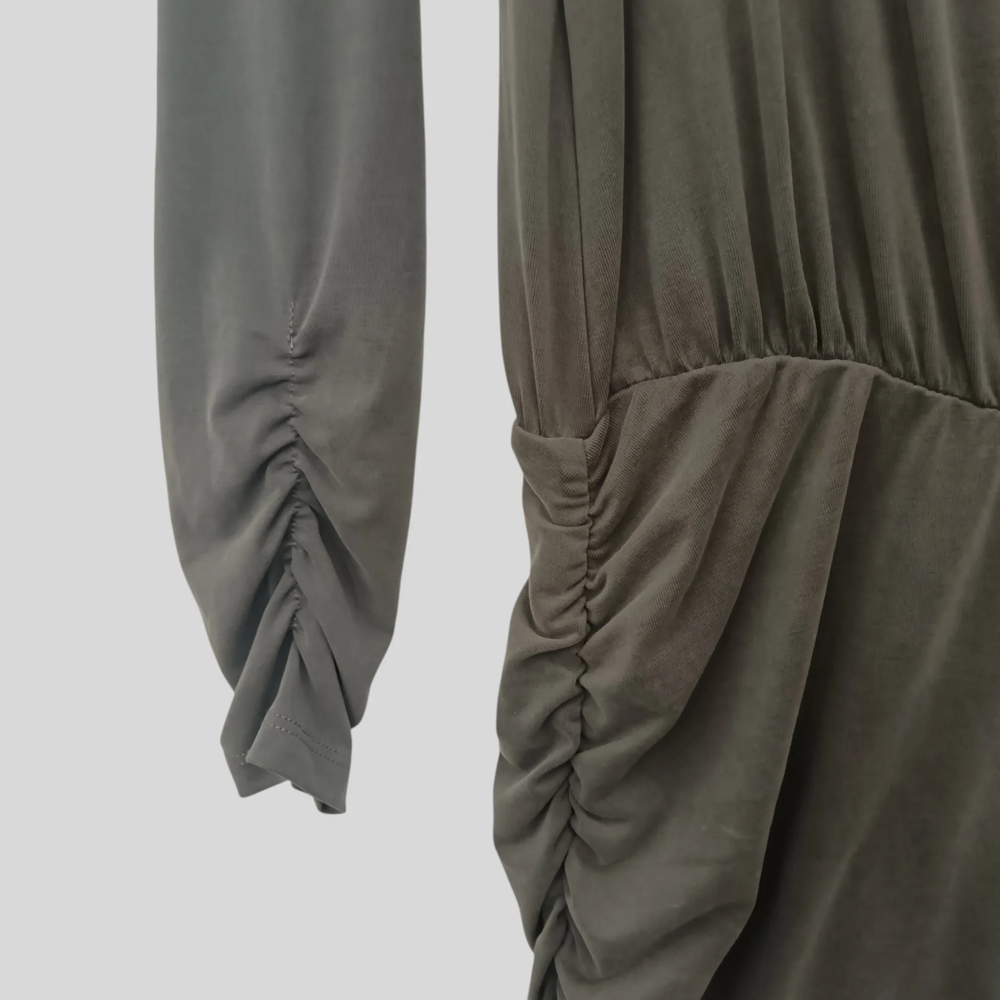 Mint Velvet Dark Khaki Green Ruched Side Ladies Jersey Dress UK 12 - Tags On - Womenswear | Pre-loved - Image 3