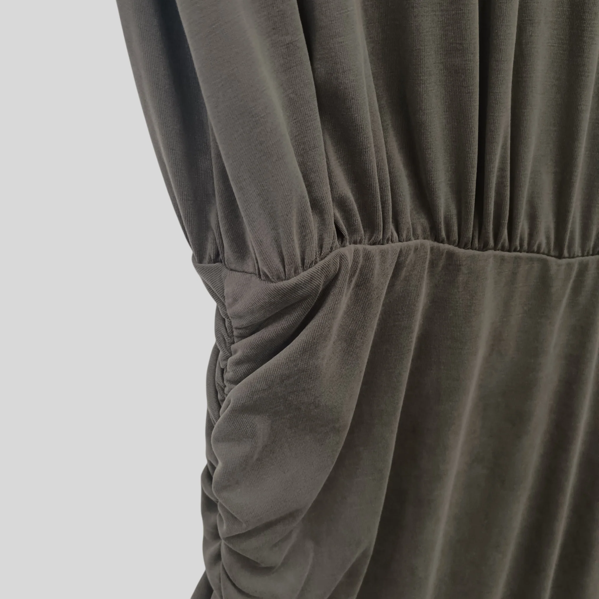 Mint Velvet Dark Khaki Green Ruched Side Ladies Jersey Dress UK 12 - Tags On - Womenswear | Pre-loved - Image 4