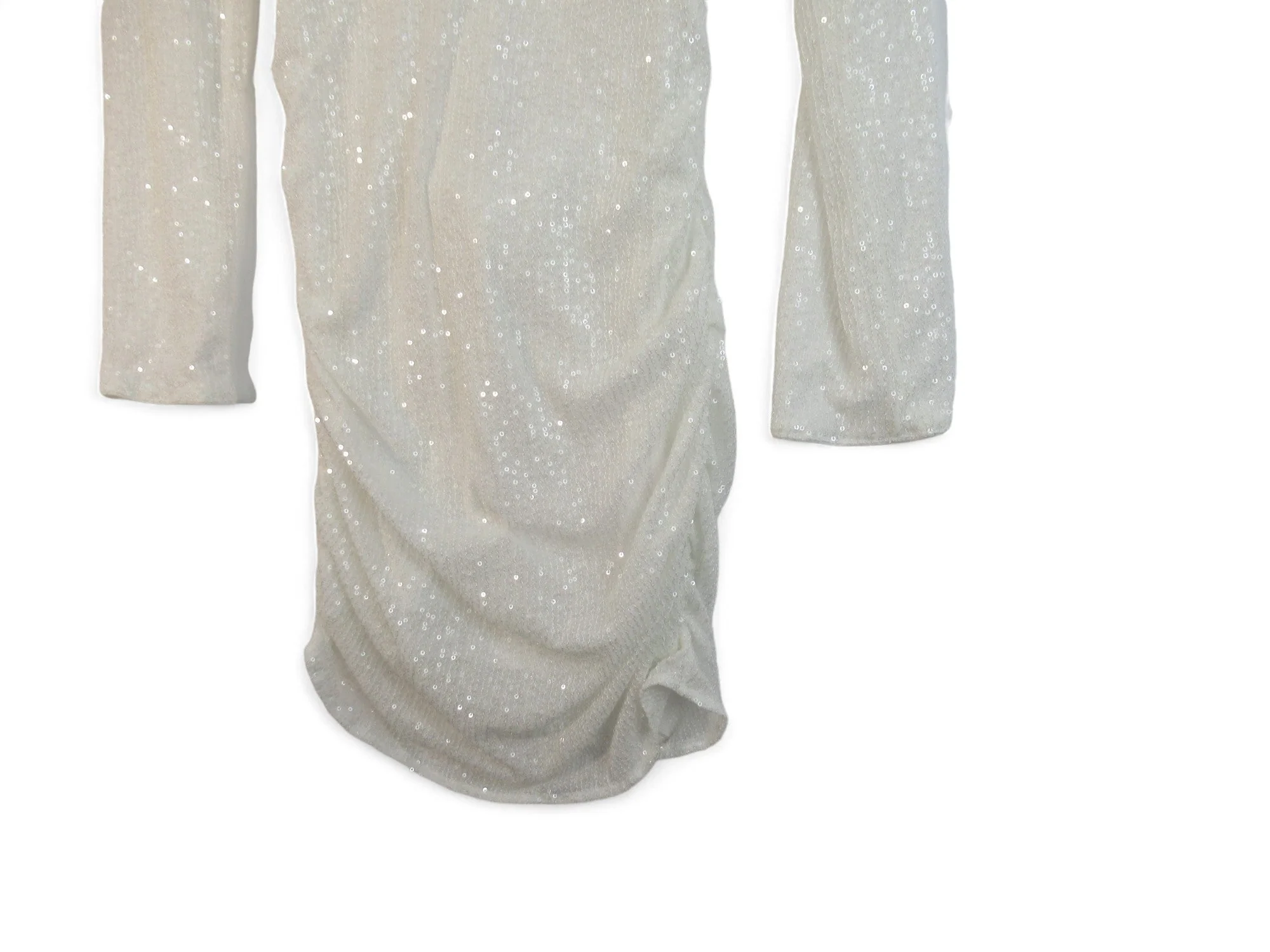 MissPap UK 12 White Sequin Ruched Dress Womenswear | Preloved - Image 3