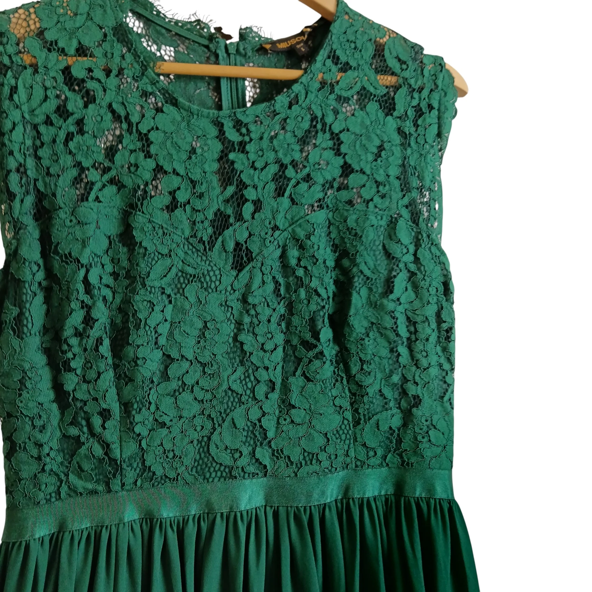 Miusol Bottle Green Lace Top Bridesmaid Full Length Dress UK L -Tags On - Womenswear | Pre-loved - Image 4