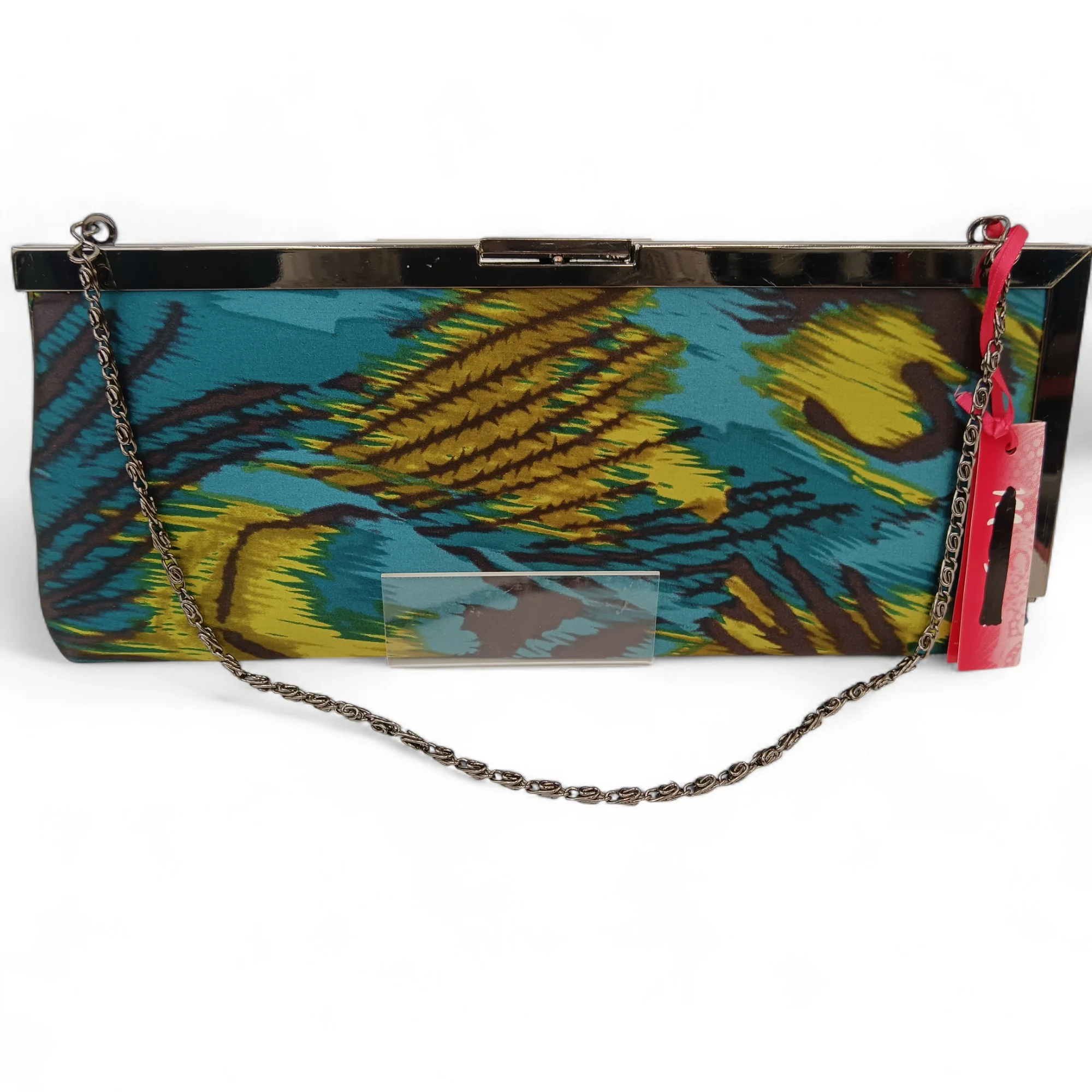 Monsoon Blue Abstract Print Clutch Bag Chain Strap-  Womenswear | Pre-loved