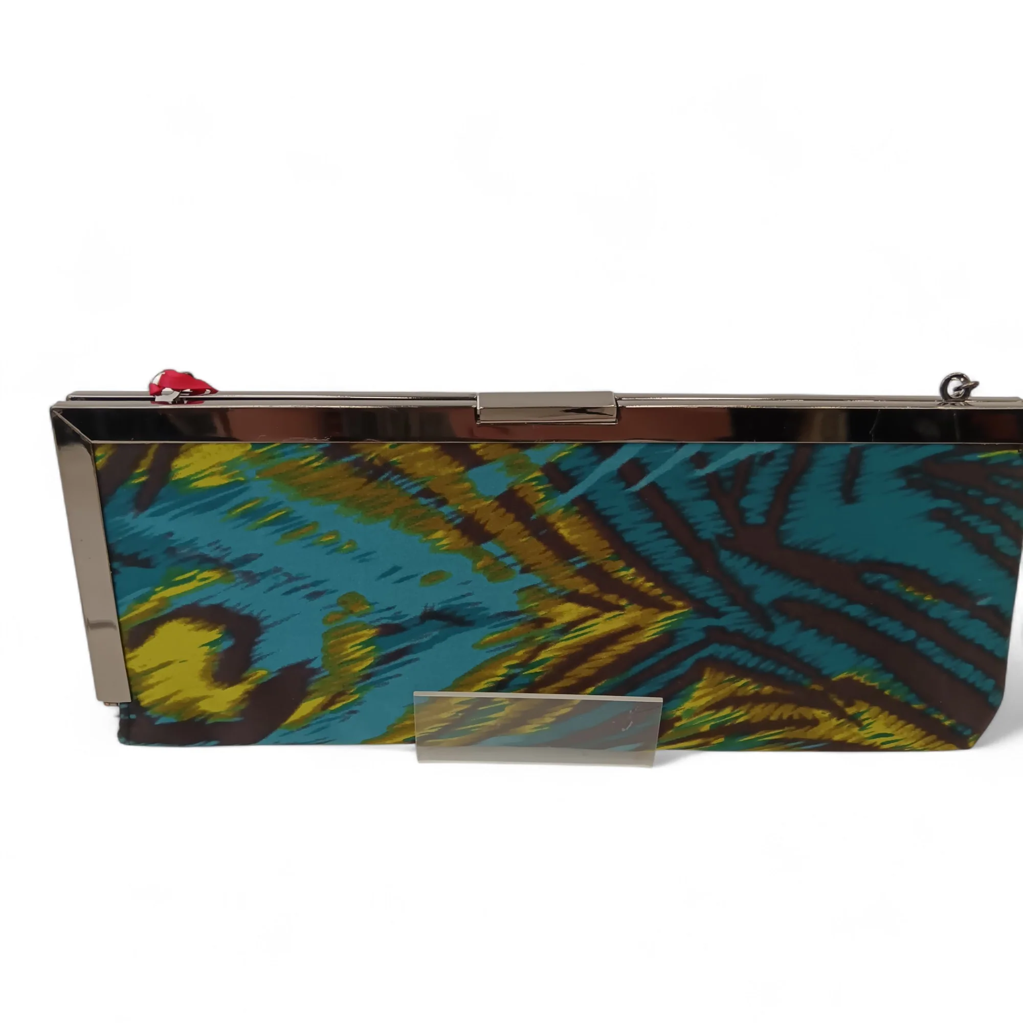 Monsoon Blue Abstract Print Clutch Bag Chain Strap-  Womenswear | Pre-loved - Image 2