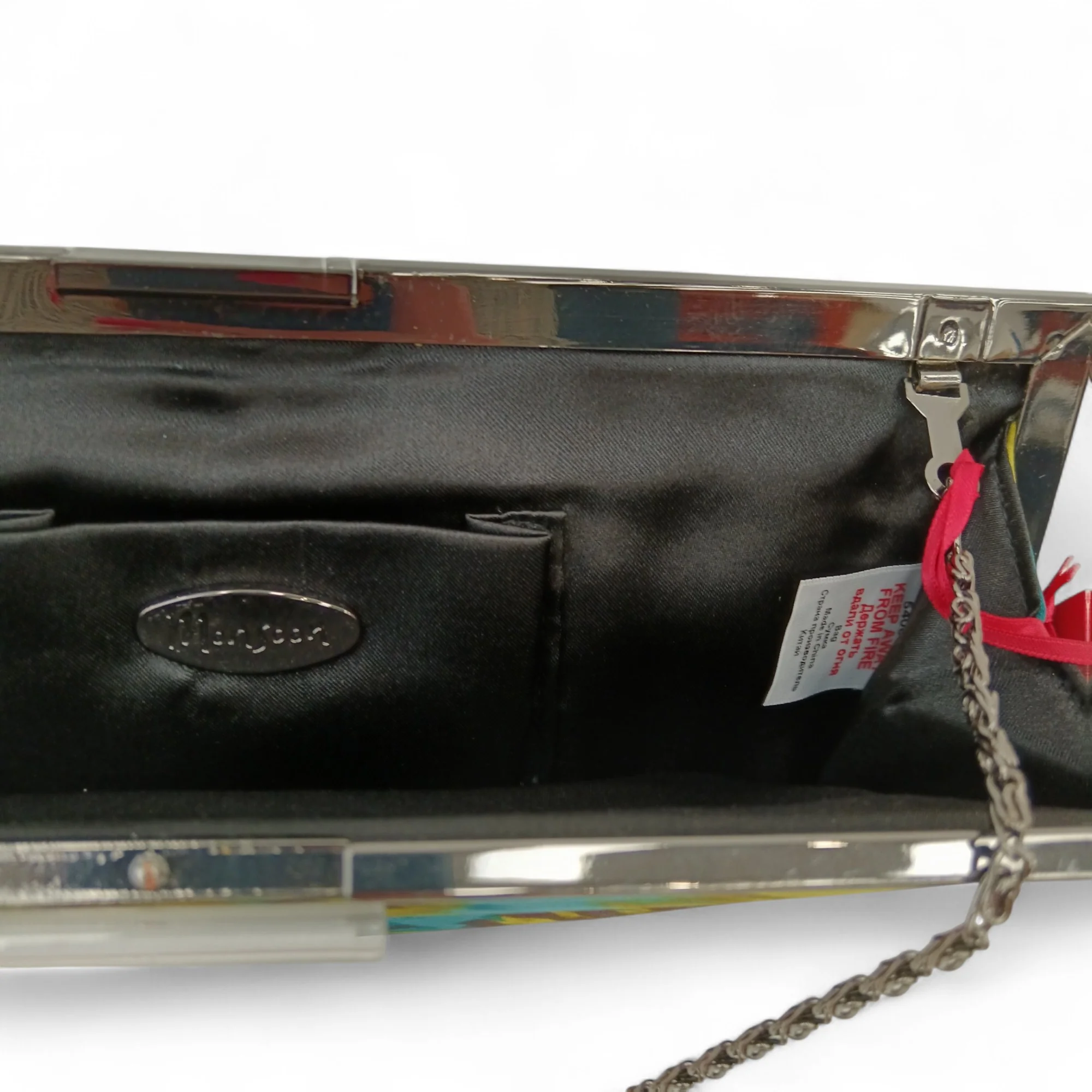 Monsoon Blue Abstract Print Clutch Bag Chain Strap-  Womenswear | Pre-loved - Image 3