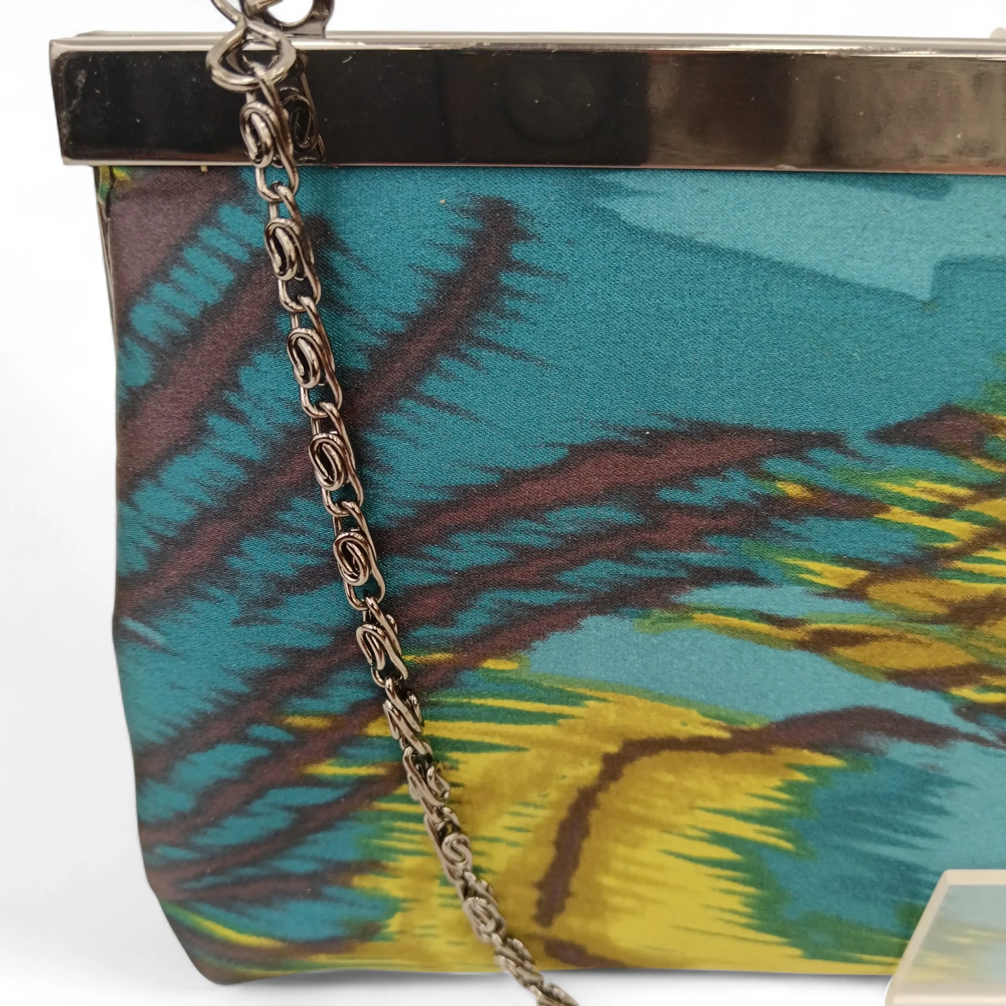Monsoon Blue Abstract Print Clutch Bag Chain Strap-  Womenswear | Pre-loved - Image 4
