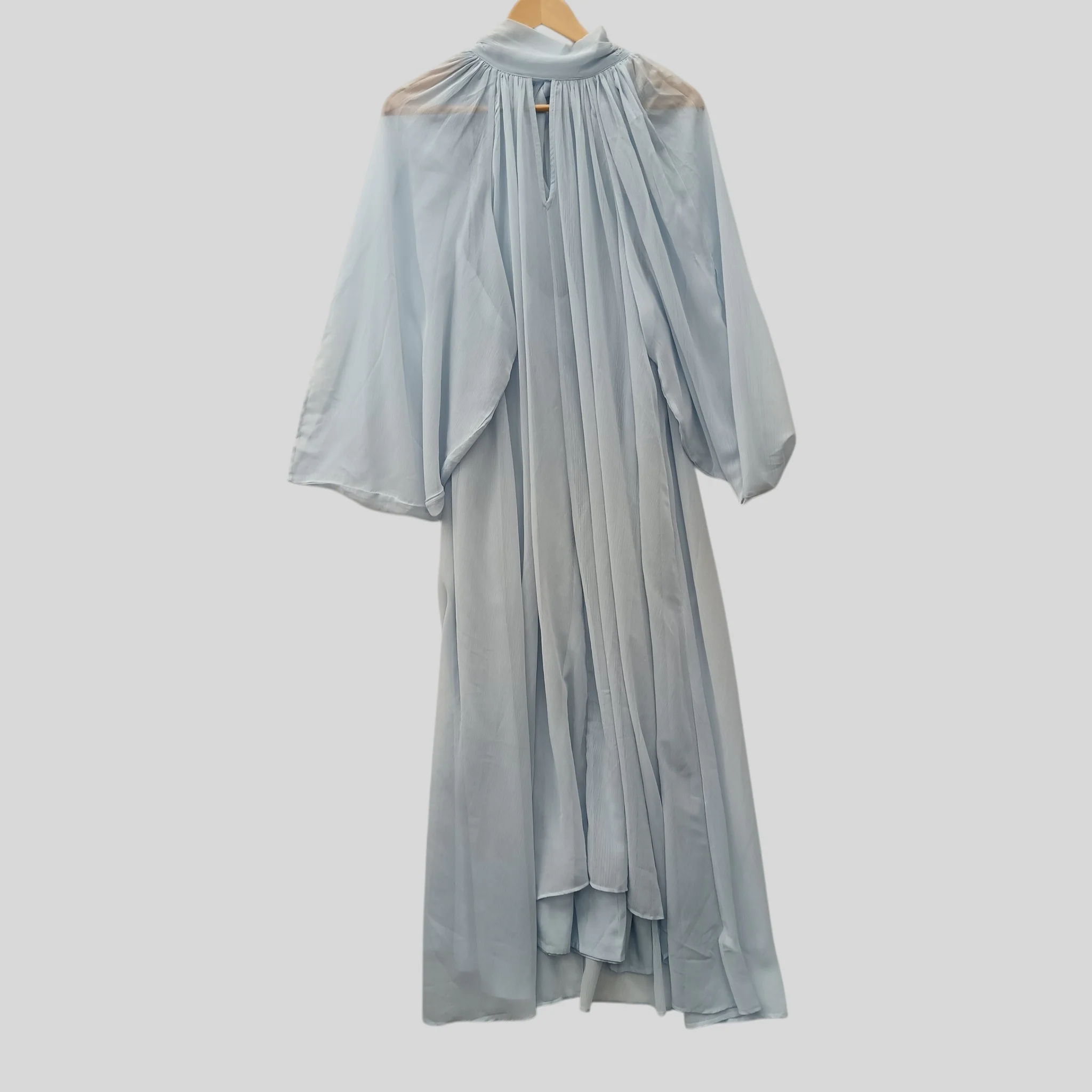 Monsoon  Chiffon High Neck Maxi Dress Pale Blue UK Small -Tags On - Womenswear | Pre-loved