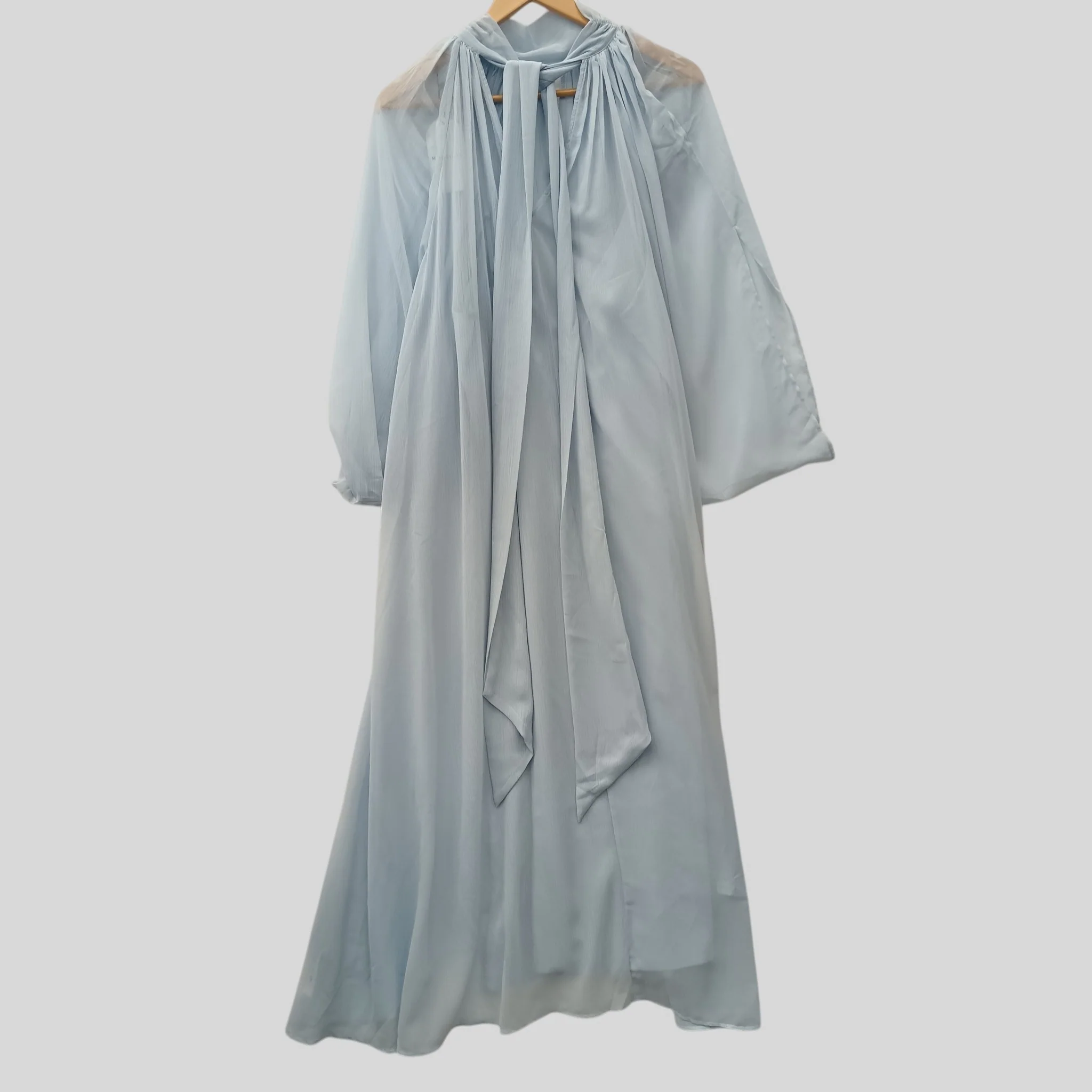 Monsoon  Chiffon High Neck Maxi Dress Pale Blue UK Small -Tags On - Womenswear | Pre-loved - Image 2