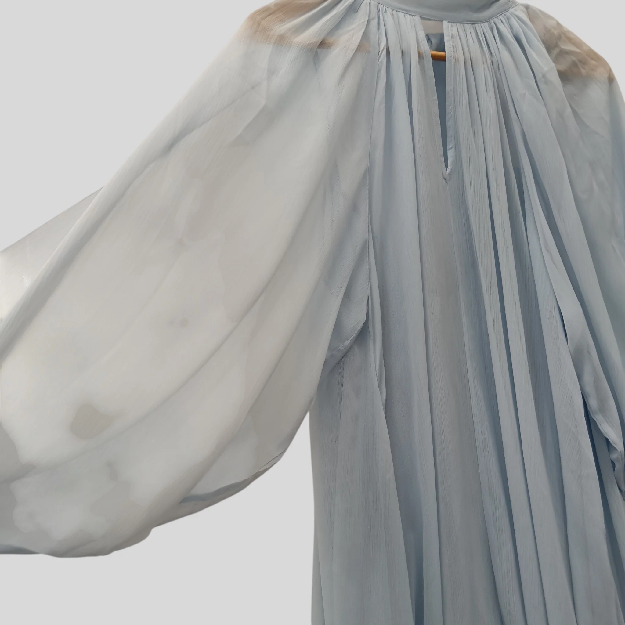 Monsoon  Chiffon High Neck Maxi Dress Pale Blue UK Small -Tags On - Womenswear | Pre-loved - Image 3