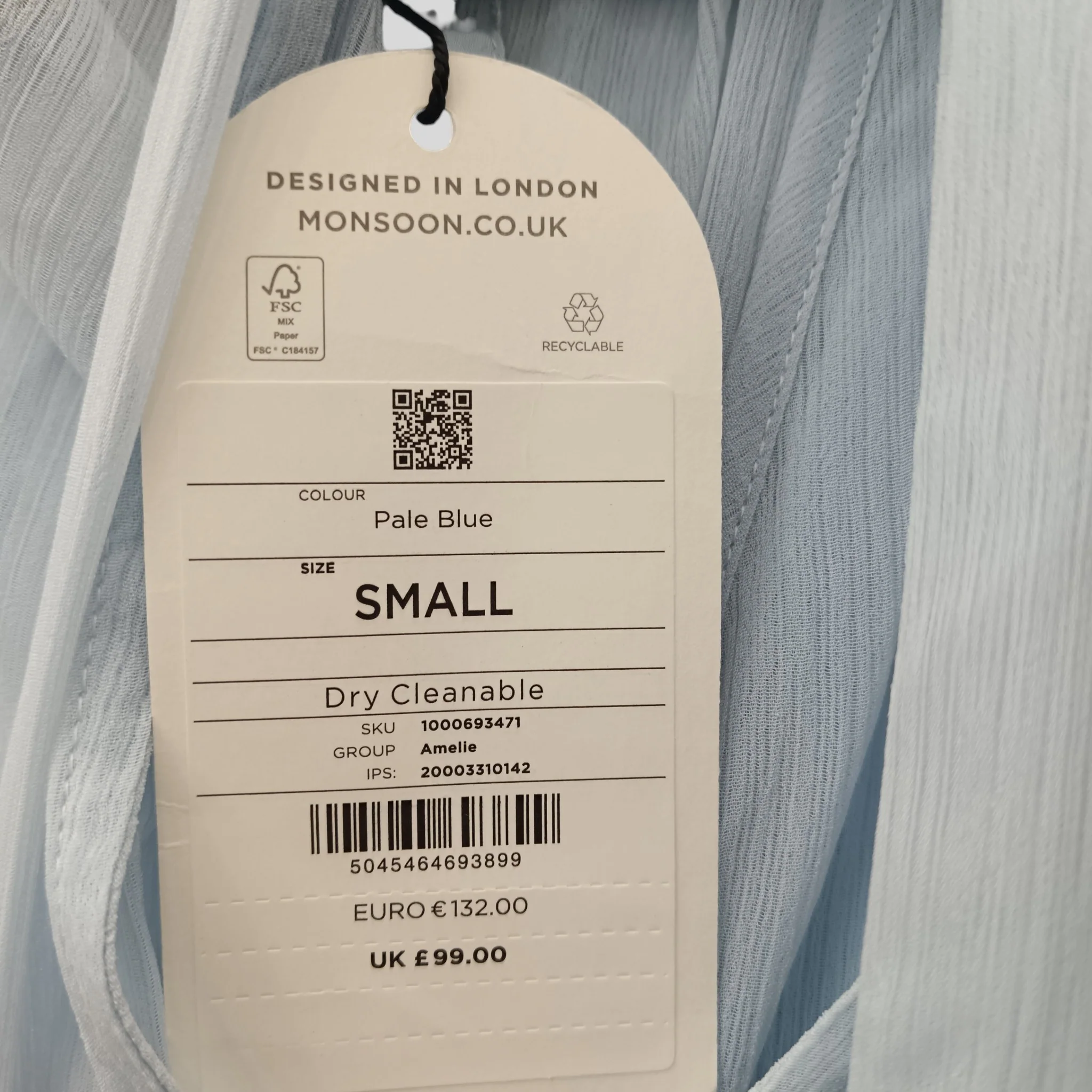 Monsoon  Chiffon High Neck Maxi Dress Pale Blue UK Small -Tags On - Womenswear | Pre-loved - Image 4