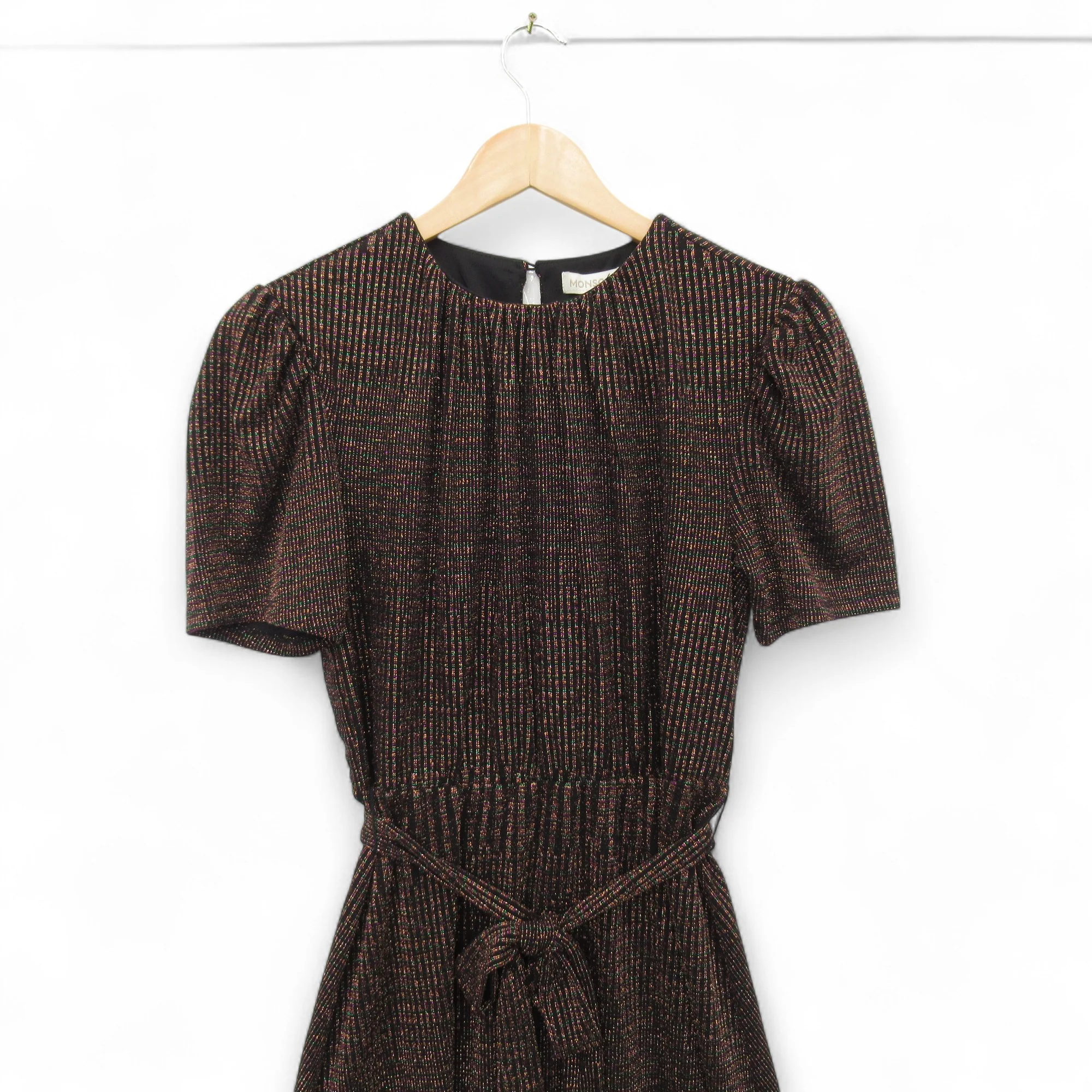 Monsoon Fit And Flare Sparkle Dress Black UK 10 Womenswear | Pre-loved - Image 2