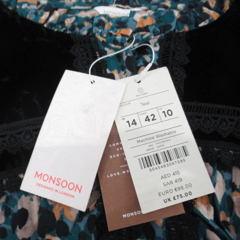 Monsoon Tea Dress UK 14 Multicoloured Womenswear | Pre-loved - Image 6