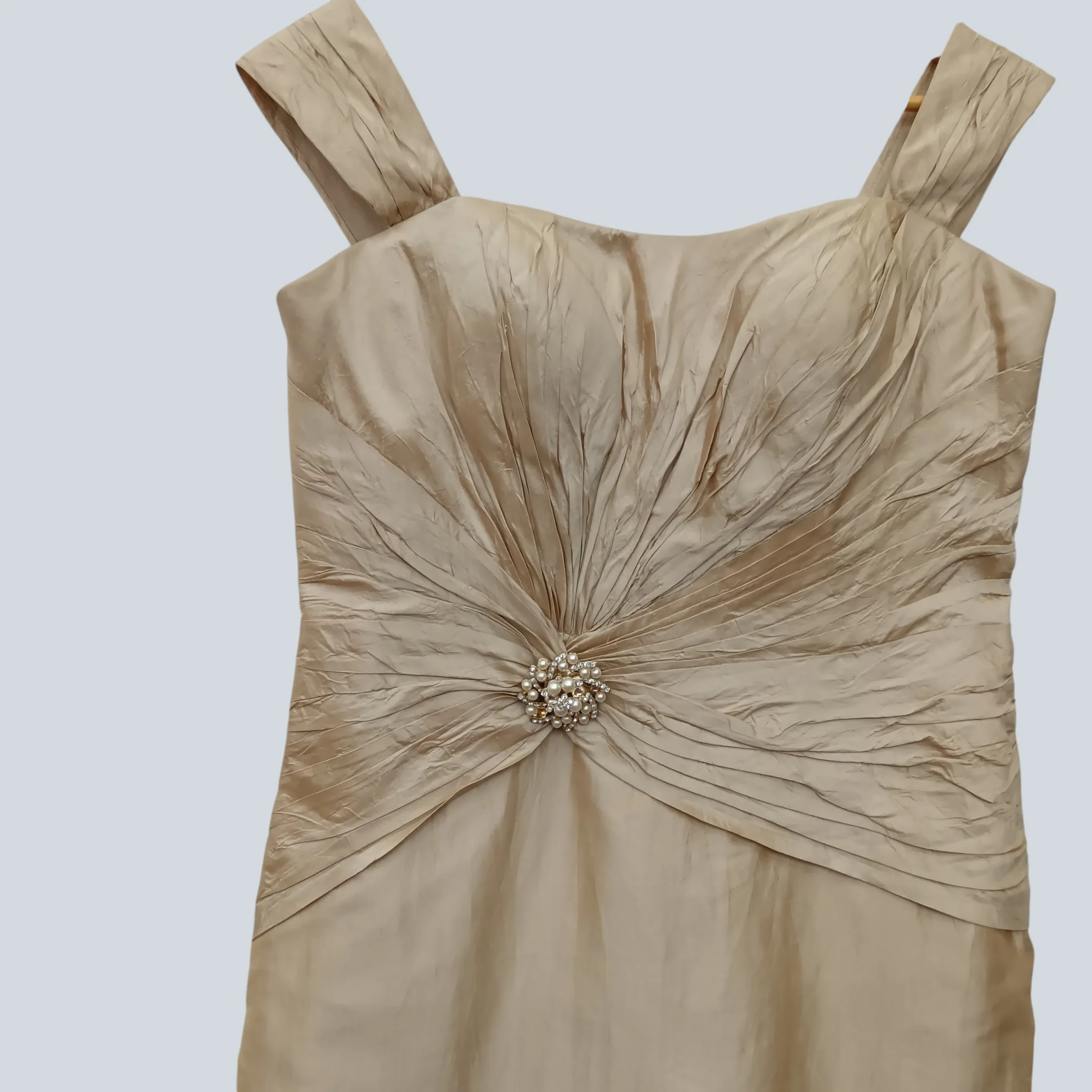 Montague Boutique Gold Mother of Bride Outfit Dress With Matching Bolero UK 10 - Womenswear | Pre-loved - Image 3
