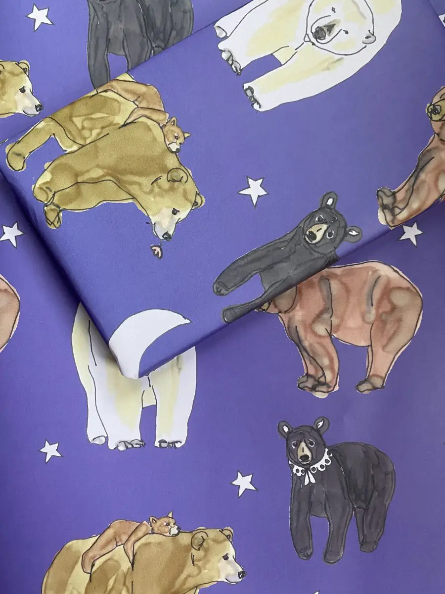 Moonlit Bear Wrapping Paper | Kat Draws It - Image 2