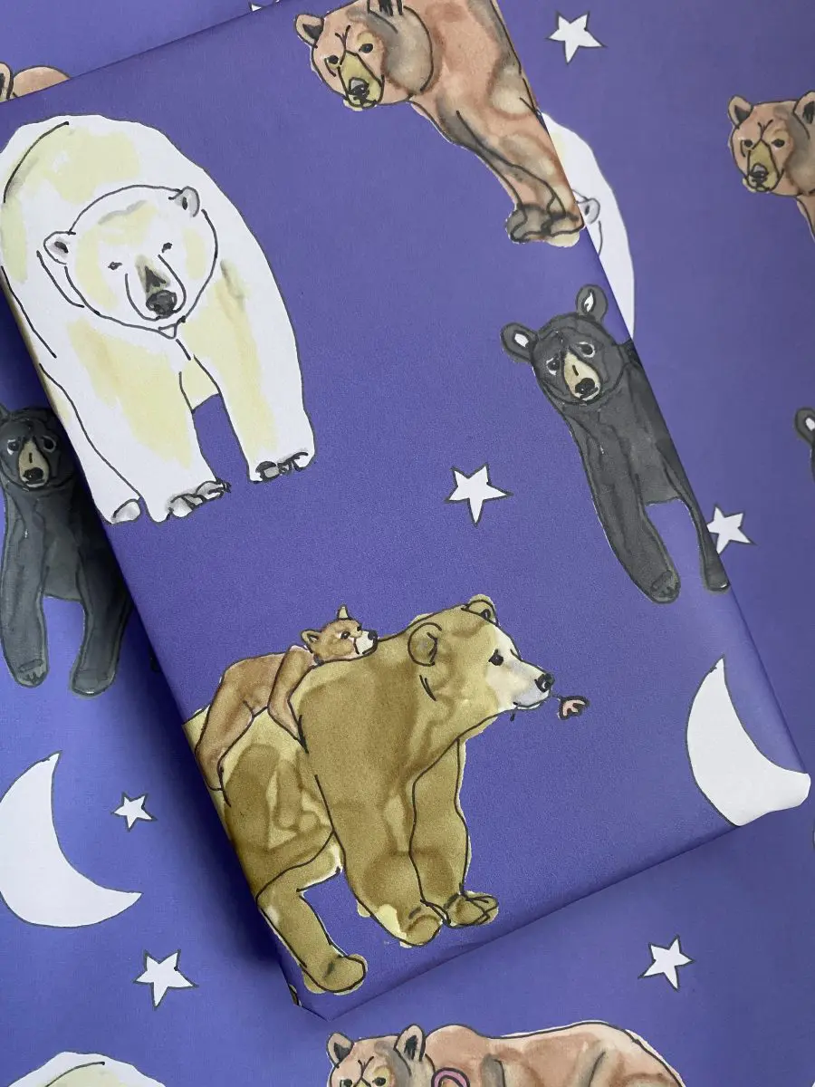 Moonlit Bear Wrapping Paper | Kat Draws It - Image 3