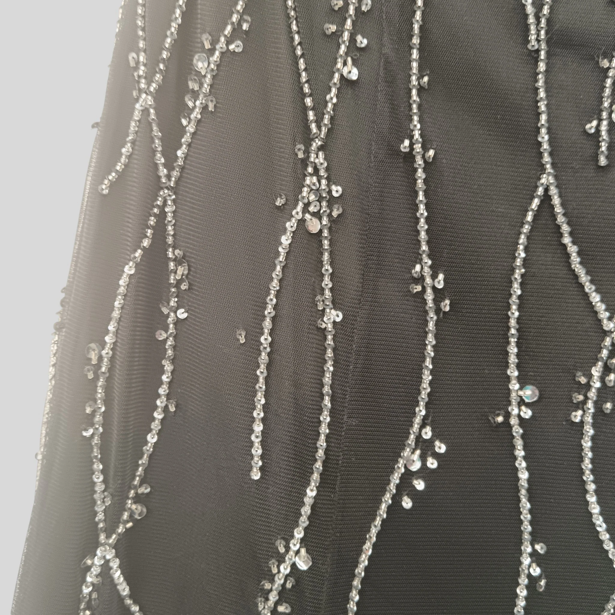 Mr K  Silver Embellished Full Length Black Strappy Open Back Dress UK 14 Womenswear | Pre-loved - Image 4