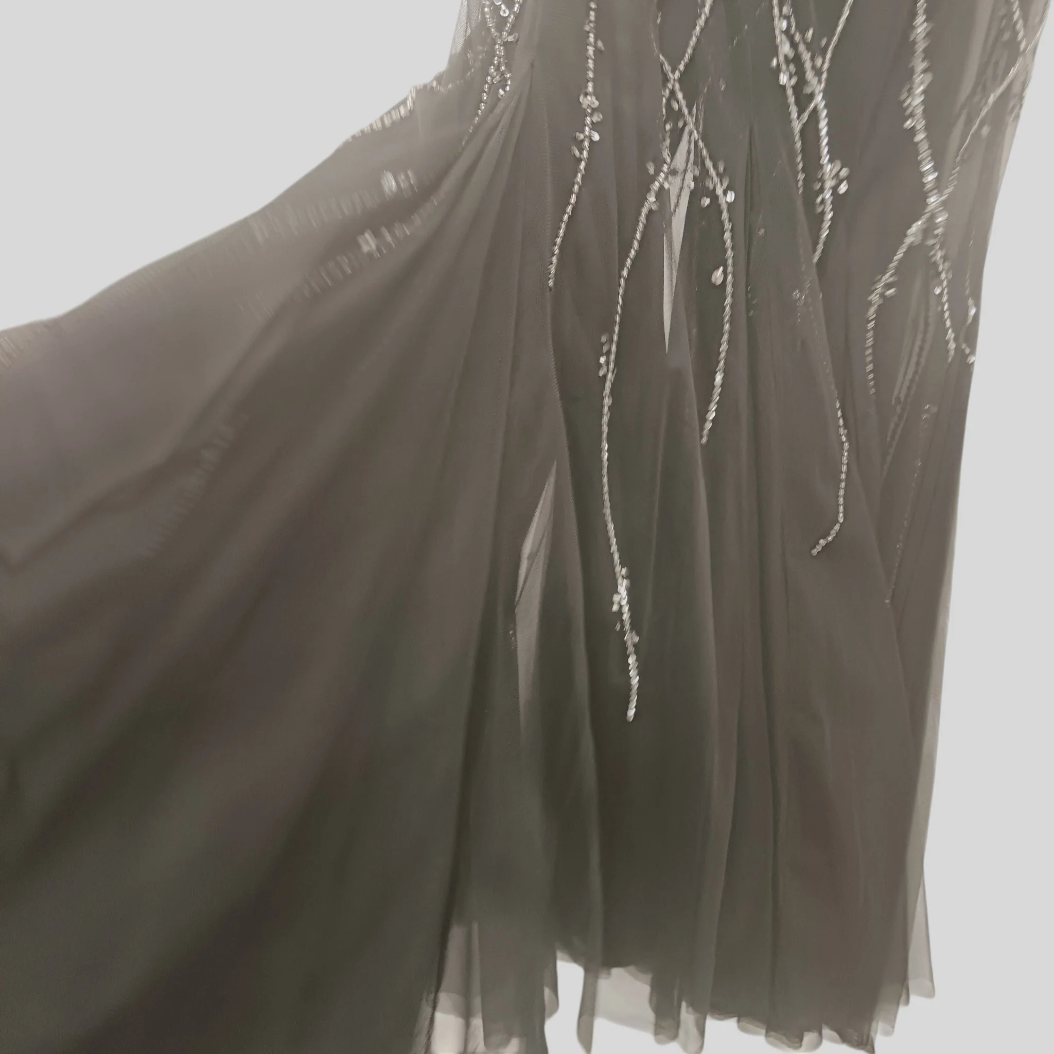 Mr K  Silver Embellished Full Length Black Strappy Open Back Dress UK 14 Womenswear | Pre-loved - Image 5