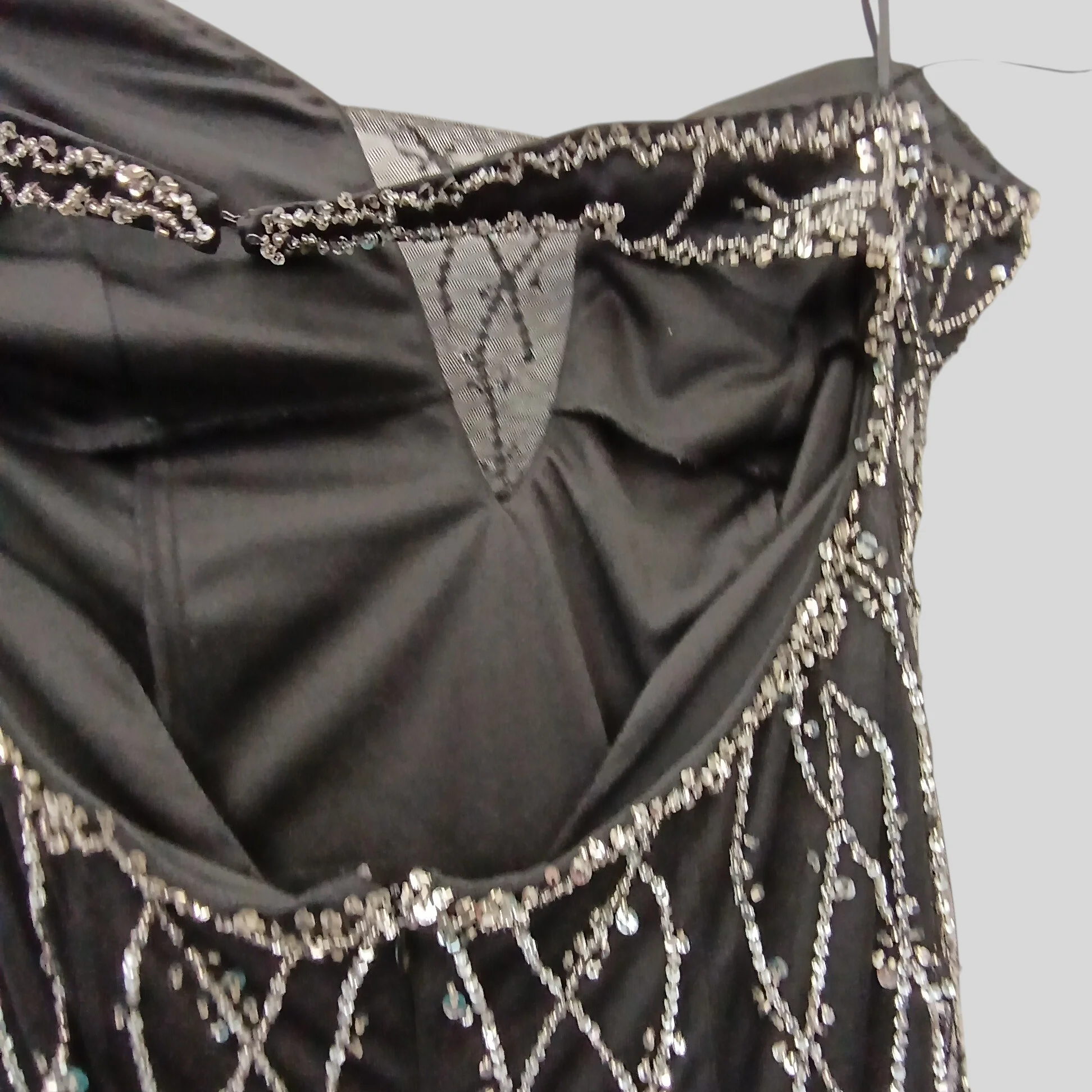 Mr K  Silver Embellished Full Length Black Strappy Open Back Dress UK 14 Womenswear | Pre-loved - Image 6