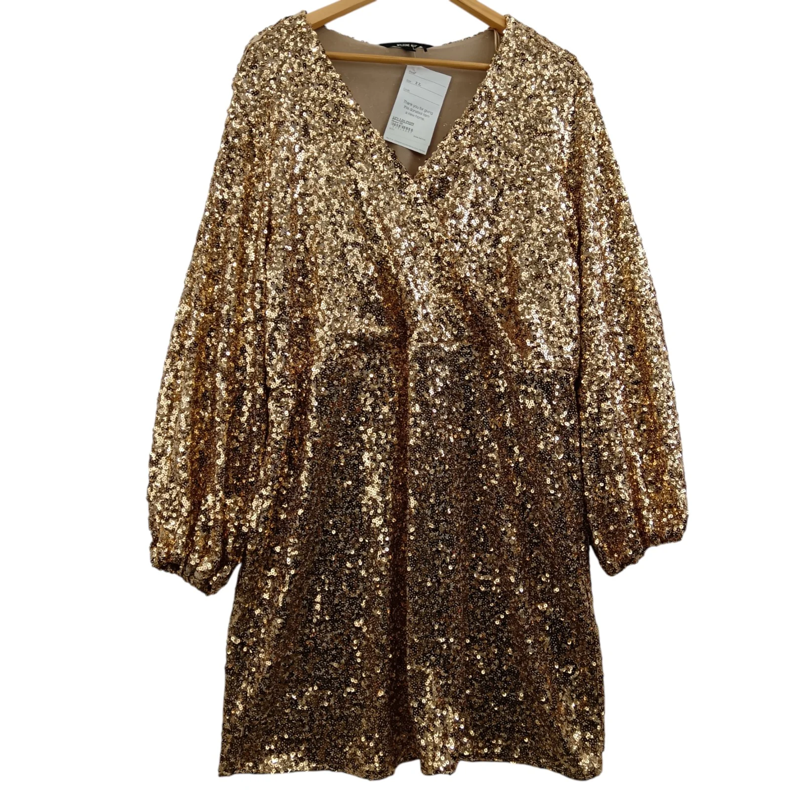 Myleene Klass Gold Short Dress UK 22 Womenswear | Pre-loved