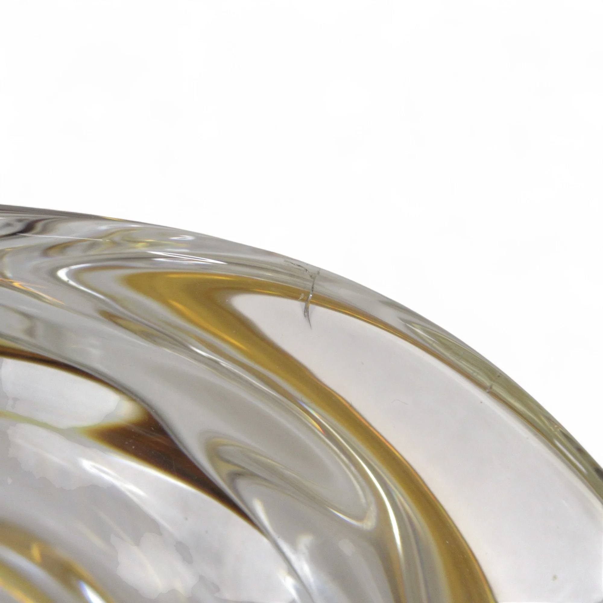Chalet Canada Art Glass Swirl Bowl Clear/Orange Decorative | Pre-Loved - Image 5