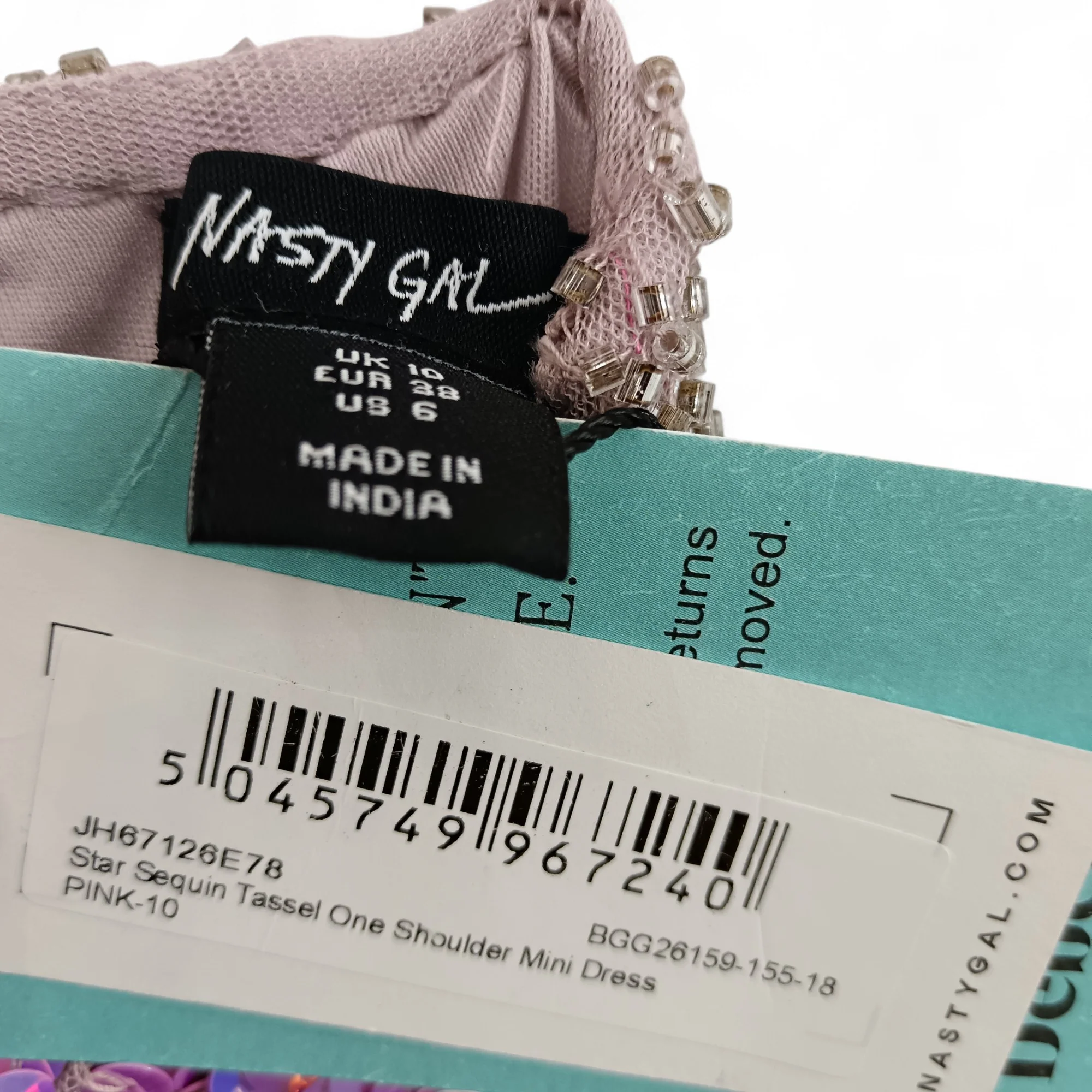 Nasty Gal Asymmetric Pink Multi Mini Dress UK 10 - Tags On- Womenswear | Pre-loved - Image 3
