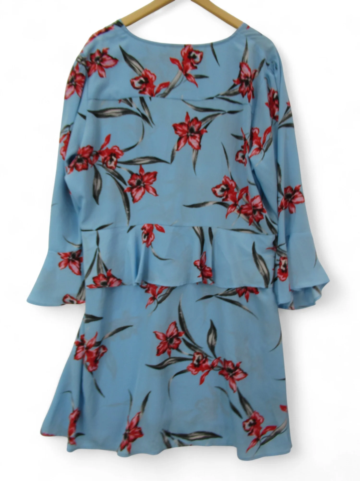Neon Rose Floral Dress UK 24 Blue Red Womenswear | Pre-loved - Image 2