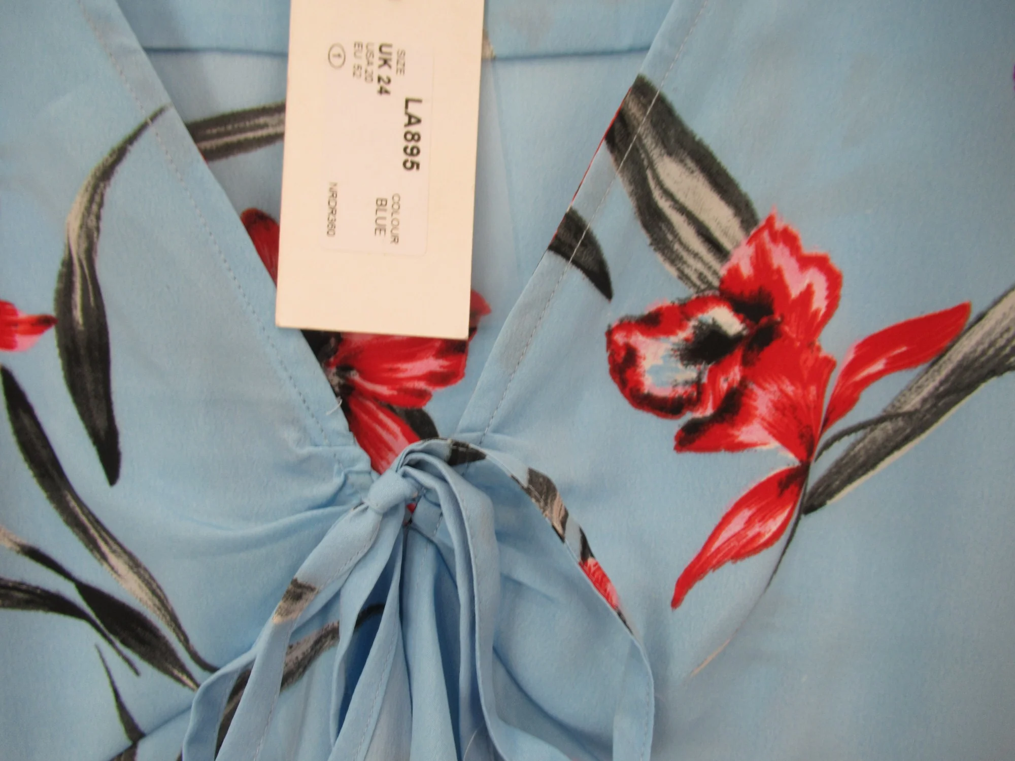 Neon Rose Floral Dress UK 24 Blue Red Womenswear | Pre-loved - Image 4