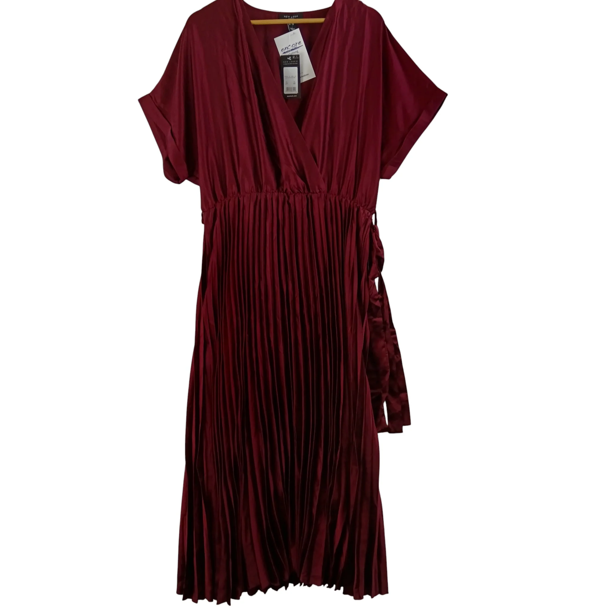 New Look Curves Burgundy Red Pleated Midaxi Wrap Dress UK 20 - Tags On - Womenswear | Pre-loved