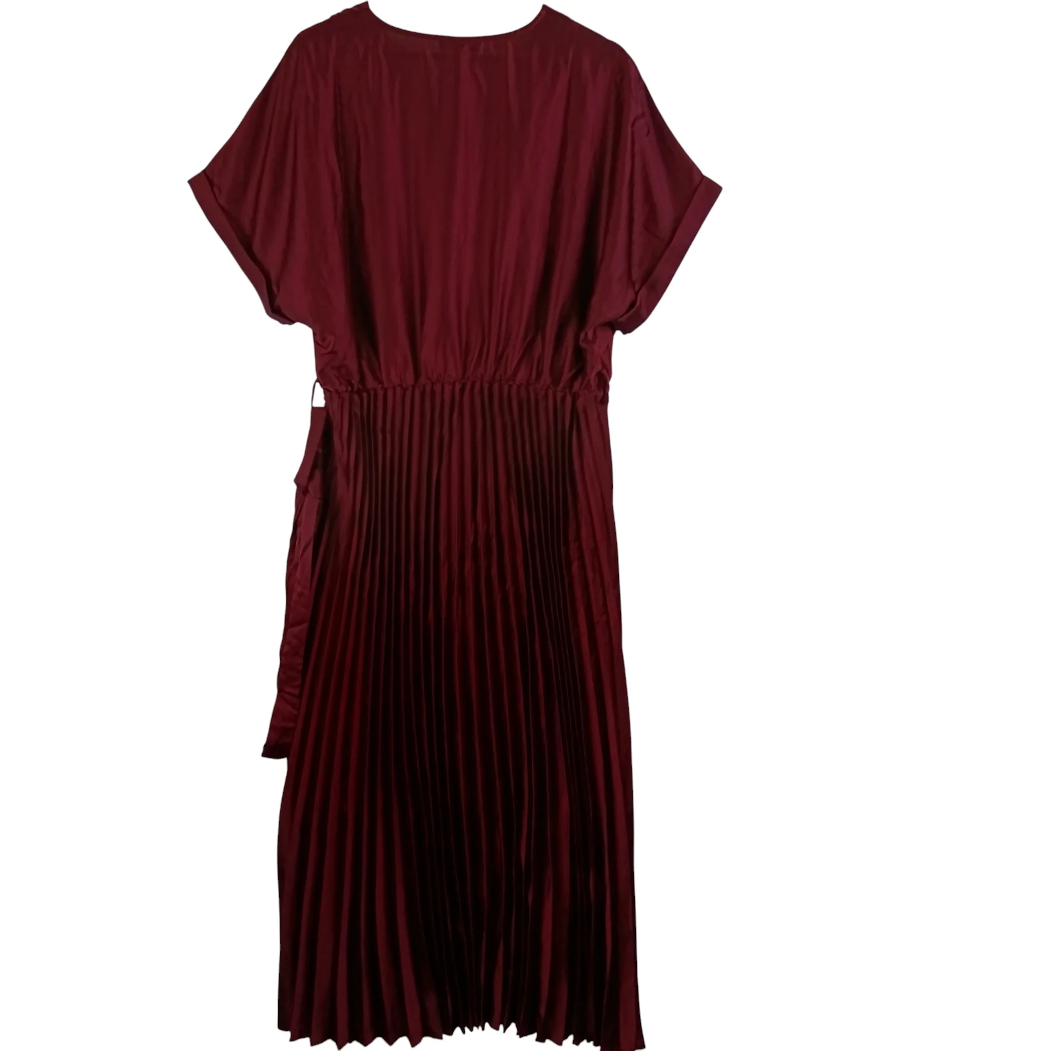 New Look Curves Burgundy Red Pleated Midaxi Wrap Dress UK 20 - Tags On - Womenswear | Pre-loved - Image 2
